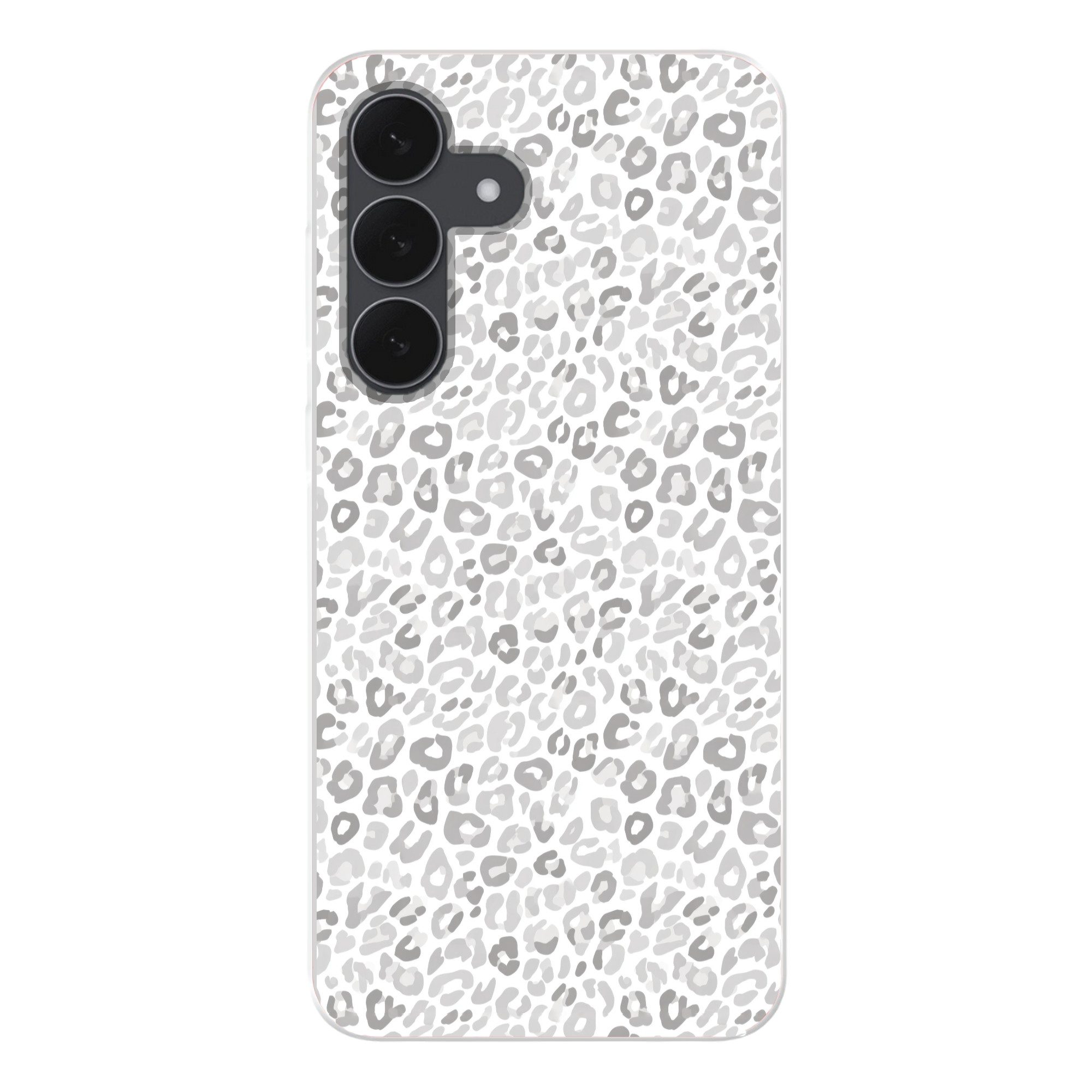 MuchoWow Handyhülle für Samsung Galaxy S25 FE Leopard - Motiv - Grau, Smartphone-Bumper, Print, Handy Schutzhülle Dünn