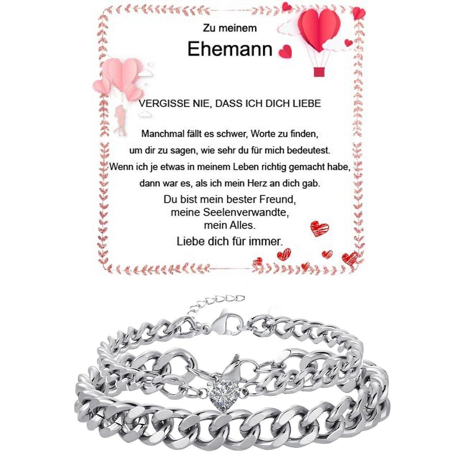 LuxusKollektion Edelstahlarmband Set Paar Armband Edelstahl verstellbar Silber Herren