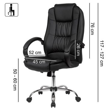 Amstyle Chefsessel SPM1.407 (Kunstleder Schwarz Bürodrehstuhl bis 120 kg), Design Drehstuhl, Schreibtischstuhl Drehbar