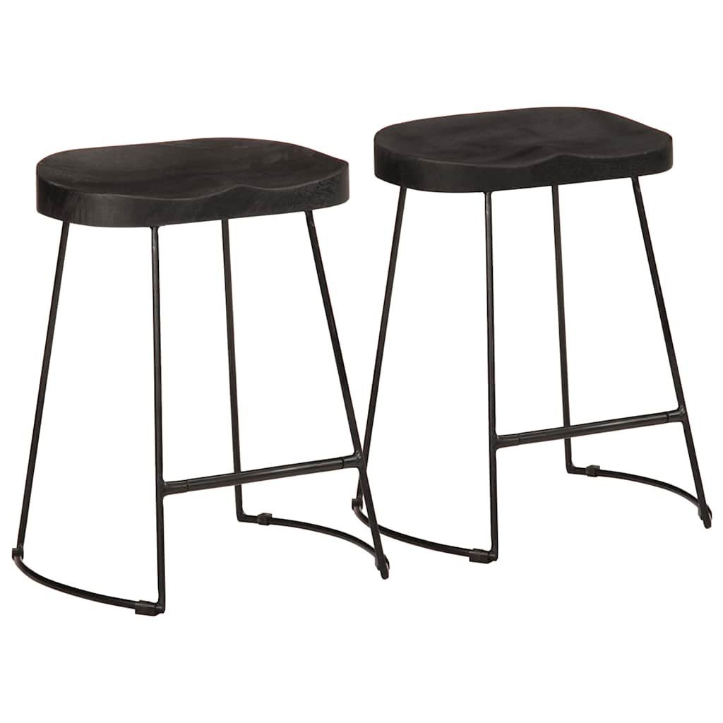 Barhocker Barhocker 2 Stk. Schwarz 46x38x52 cm Massivholz