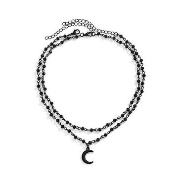 Fivejoy Charm-Kette Halskette mit Sternanhänger, doppellagige Halskette, Scheibenstern-Halskette, Damenschmuck-Geschenk, Metall, Legierung.