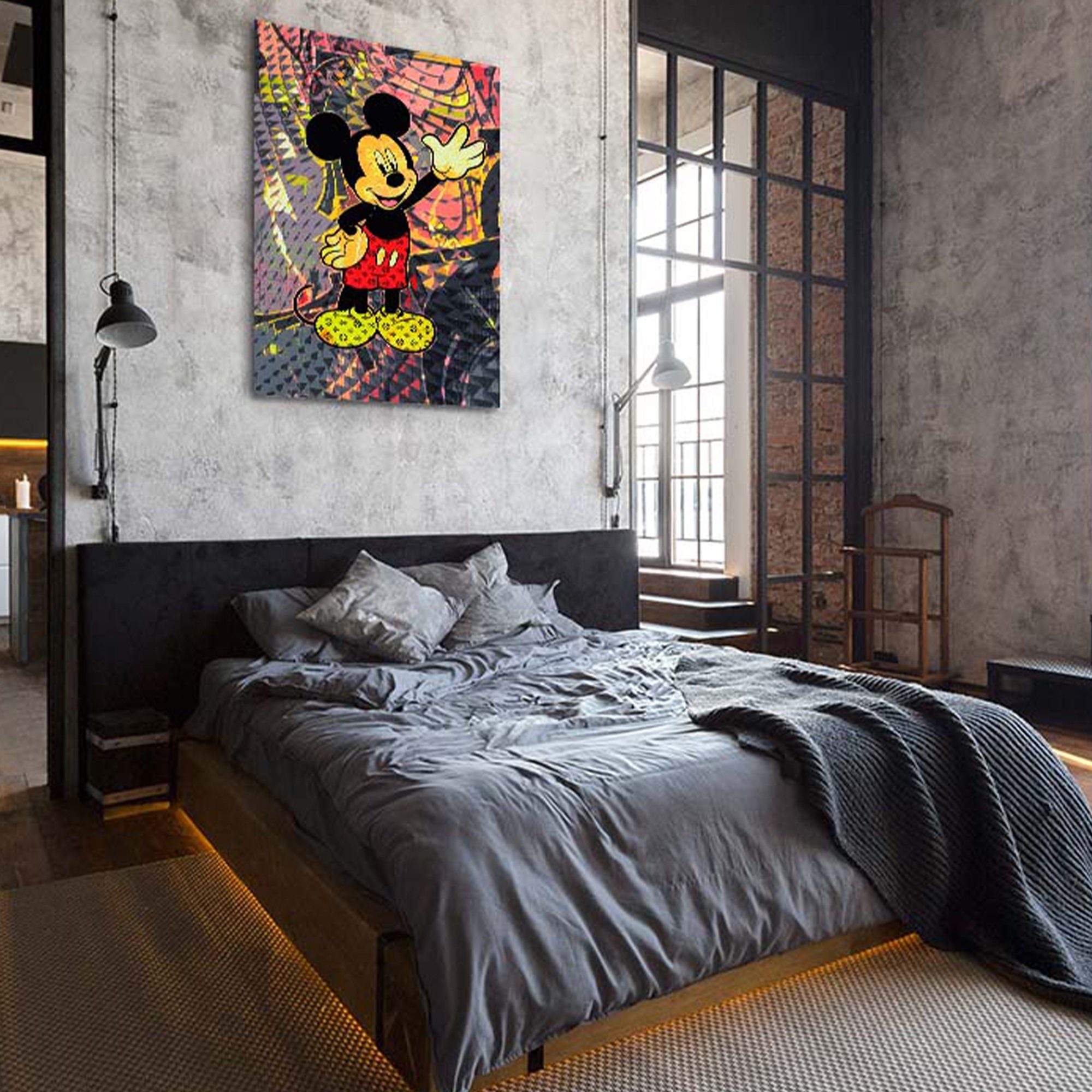 Micky Größen, in 4 XXL-Wandbild Wall Poster Premium Leinwand gerahmte ArtMind als Bild, & - Art, Canva Wandbilder Hello,