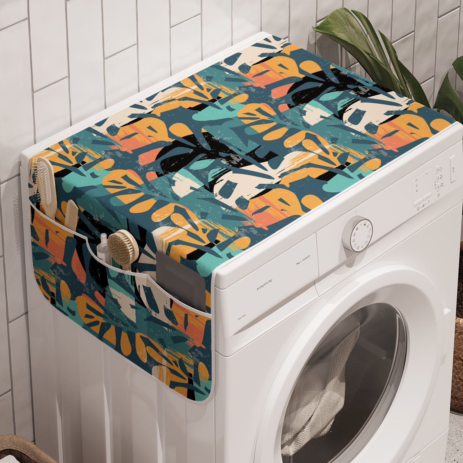 Abakuhaus Badorganizer Anti-Rutsch-Stoffabdeckung für Waschmaschine Thema und Kunst abstrakte Bunt Moderne Trockner