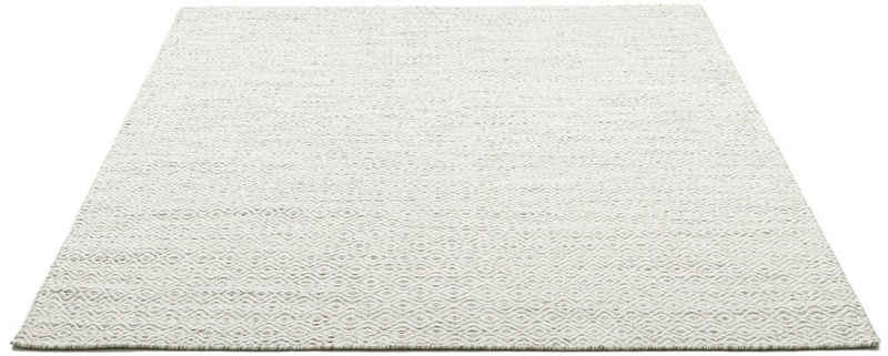 Wollteppich Trondheim PO-502, THEKO, rechteckig, Höhe: 10 mm, Handweb Teppich, Flachgewebe, reine Wolle, handgewebt, Rauten Muster