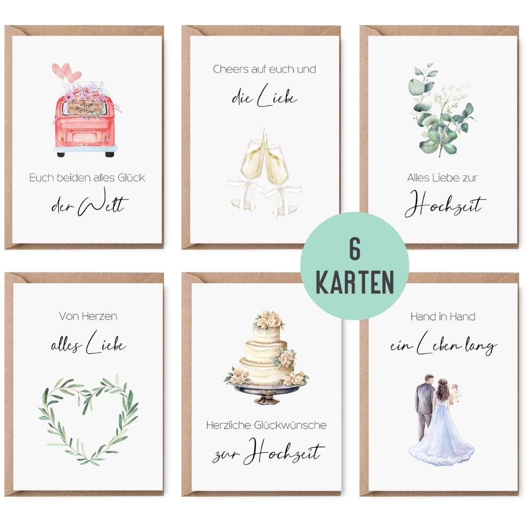 Hochzeitskarte Kartenset Hochzeit, Glückwunschkarten Hochzeit