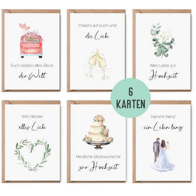 Things of Happiness Hochzeitskarte Kartenset Hochzeit, Glückwunschkarten Hochzeit