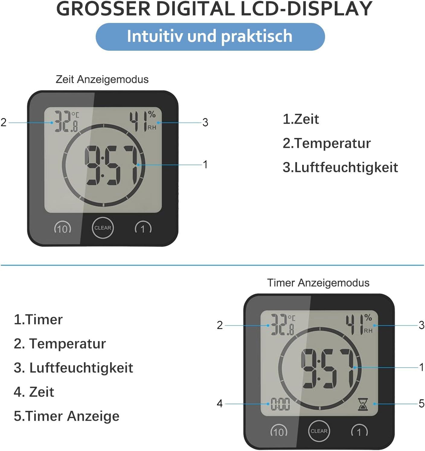 BlingBin Badezimmeruhr Digital Wecker Bad Uhr, günstig online kaufen