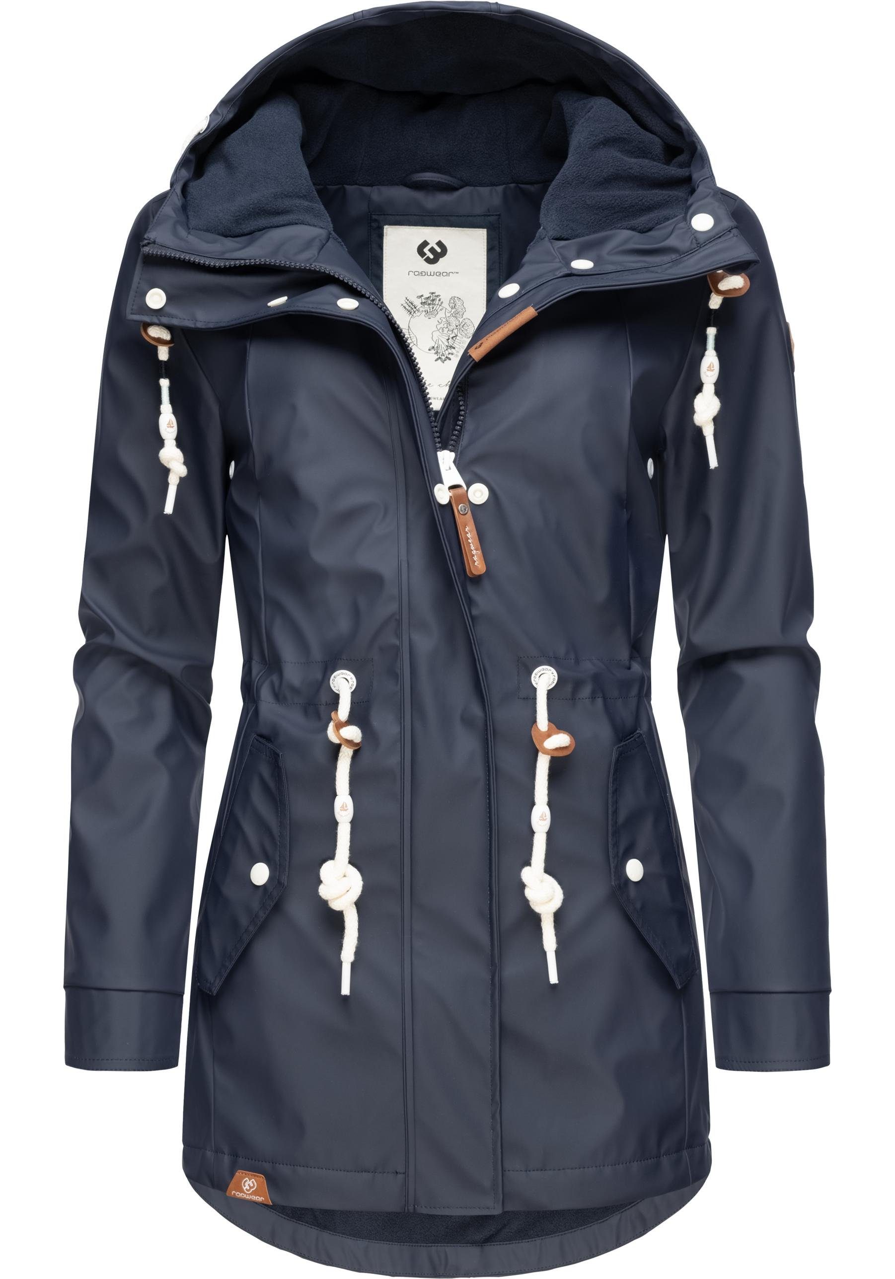 Ragwear Regenmantel Monadis Rainy Regenparka kuschligem blau modischer mit Innenfutter Intl