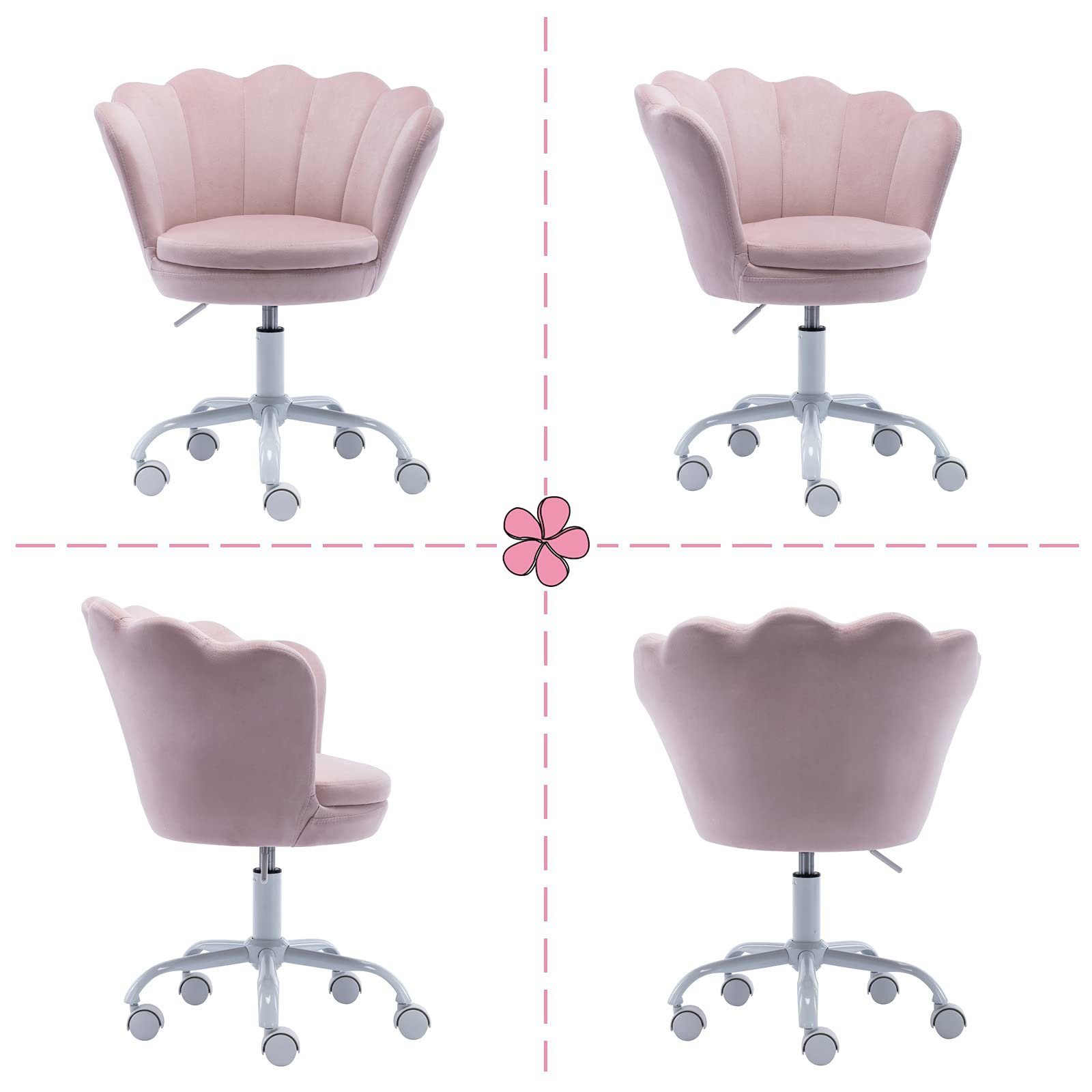 WAHSON OFFICE CHAIRS Loungesessel Kinder-Drehstuhl aus Samt/Kunstfell im Blütenblatt-Design – Bild 5 von 5