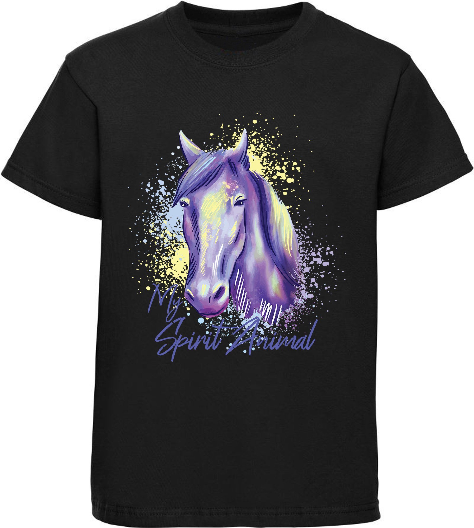 Print-Shirt bedrucktes Mädchen T-Shirt gemalter Pferdekopf