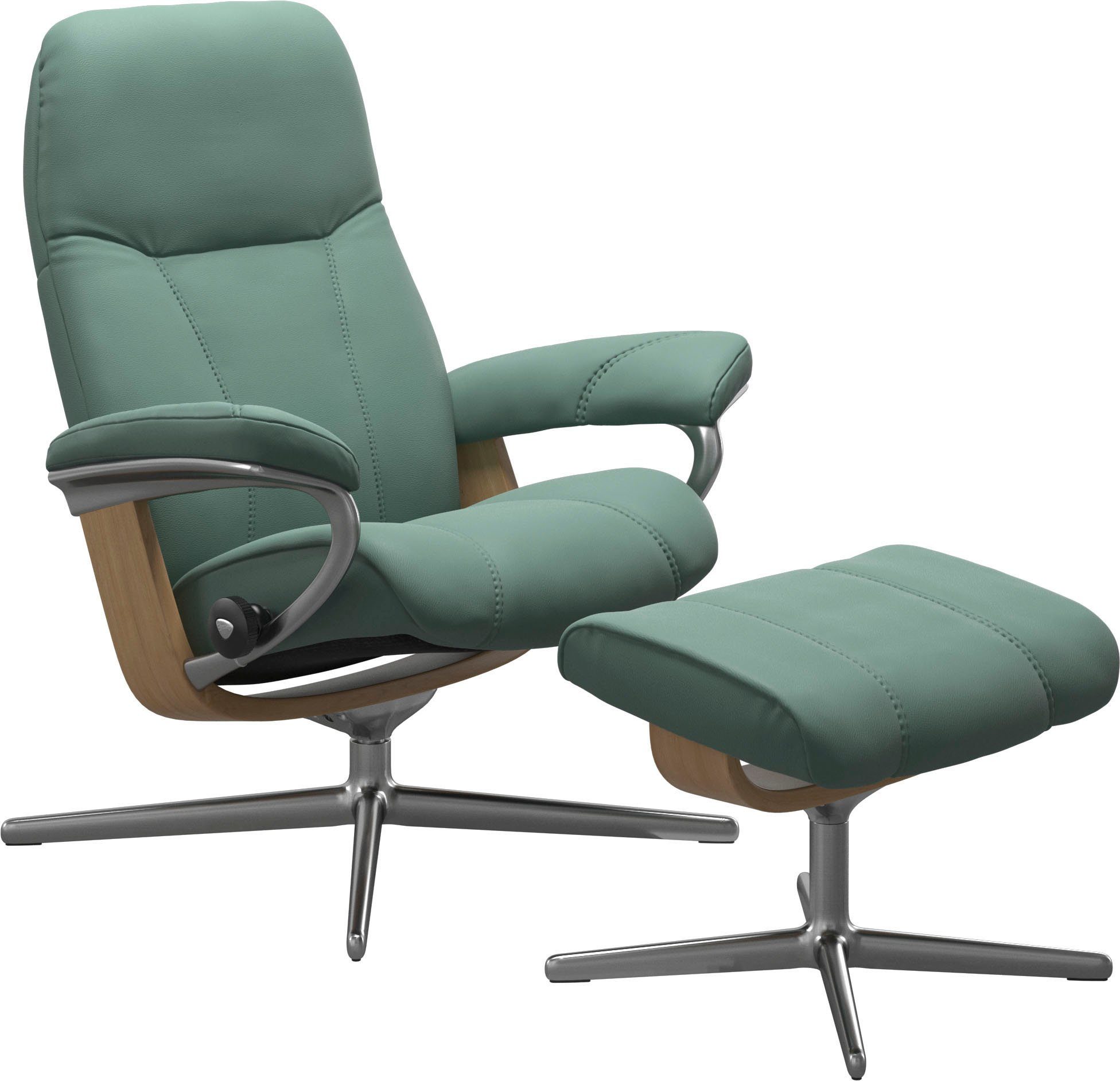Stressless® Relaxsessel Consul (Set, Relaxsessel mit Hocker), mit Hocker, mit Cross Base, Größe S, M & L, Holzakzent Eiche