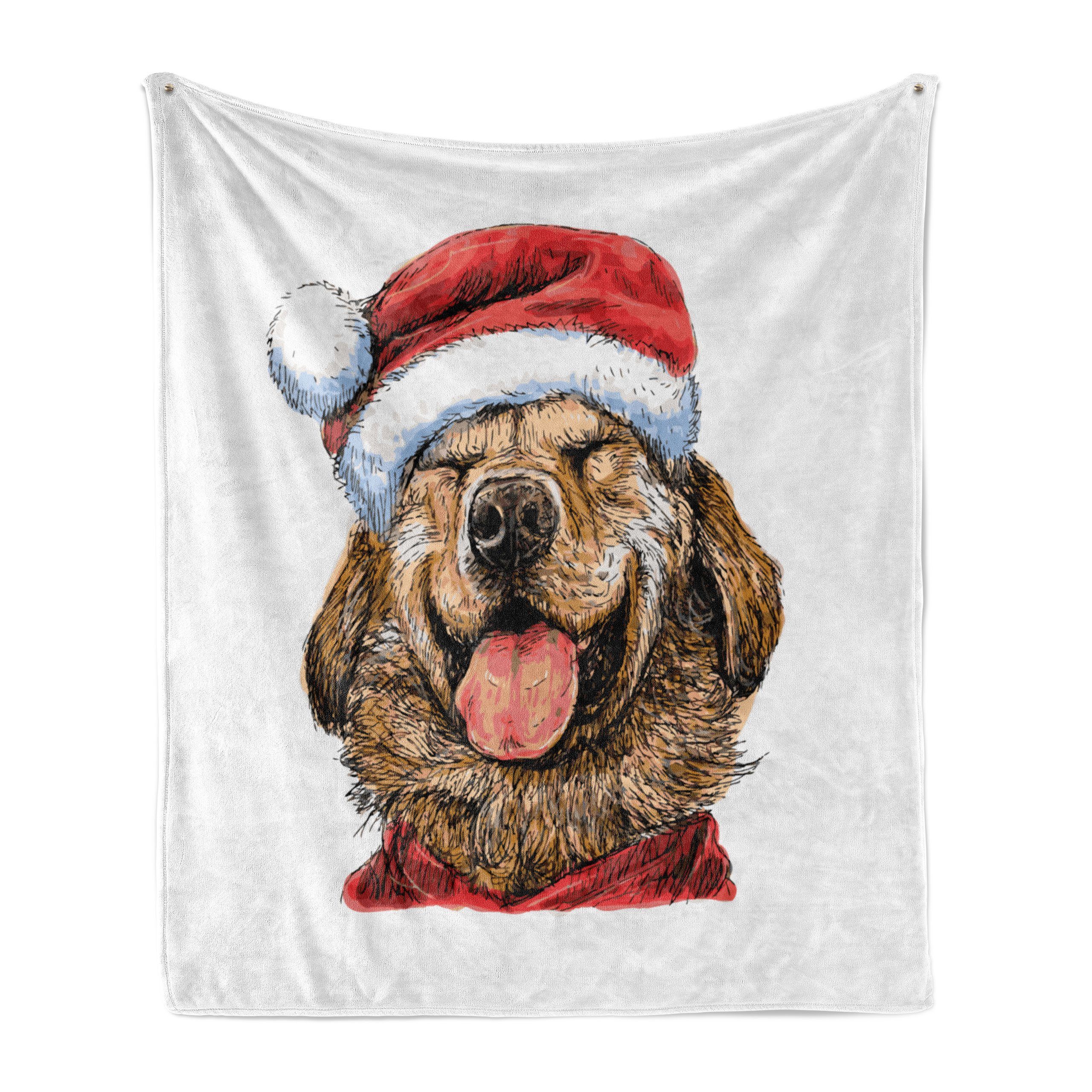 Wohndecke Gemütlicher Plüsch für den Innen- und Außenbereich, Abakuhaus, Labrador Lustige Terrier Lächeln Weihnachten | Wohndecken
