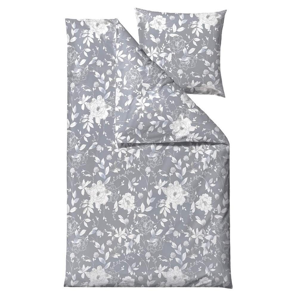 Södahl Bettwäsche Garden Bloom, Satin, 2 teilig, 135x200cm, skandinavischer Blumenlook, Satin