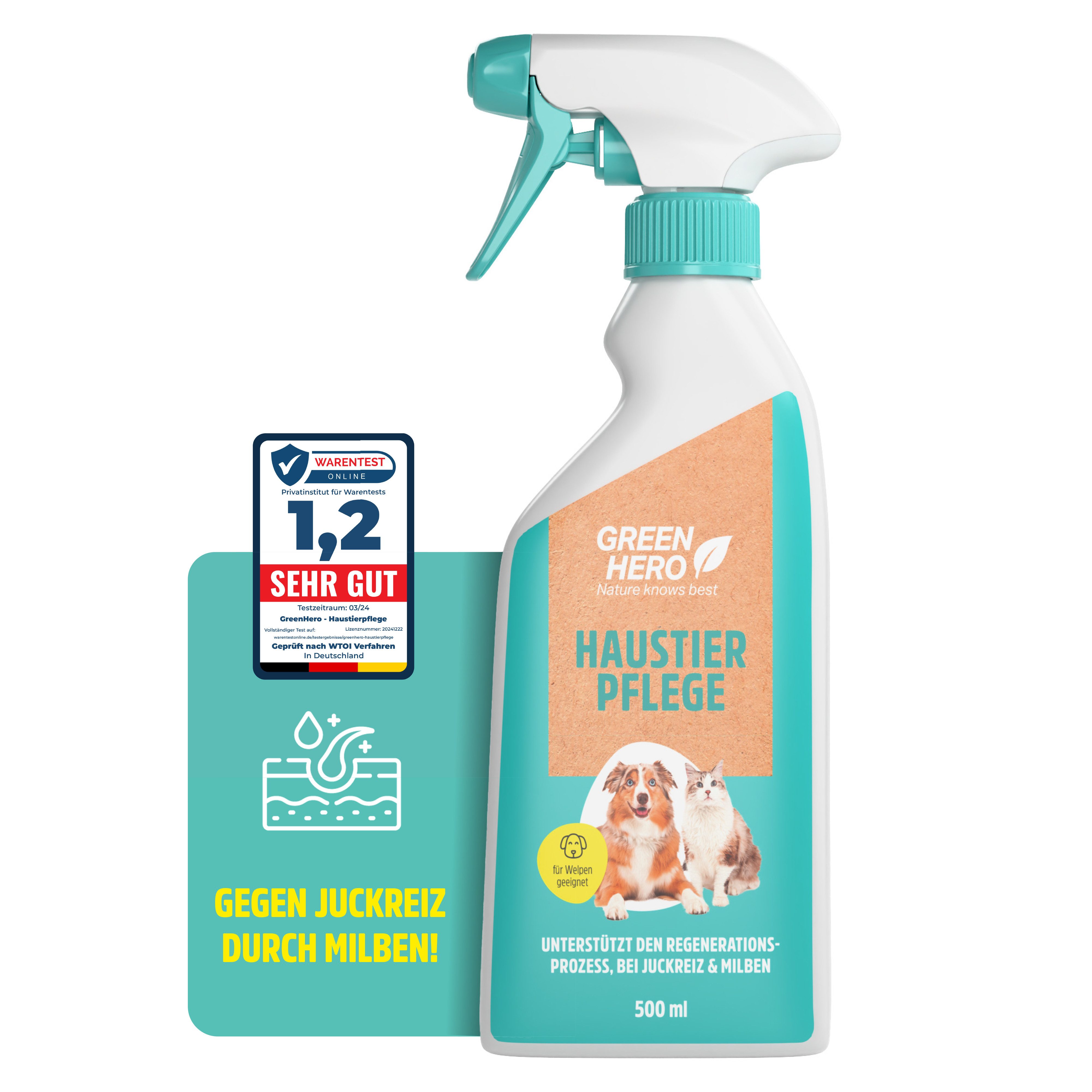 Fellpflege Haustierpflege Spray gegen Juckreiz - 100% natürliche Wirkstoffe