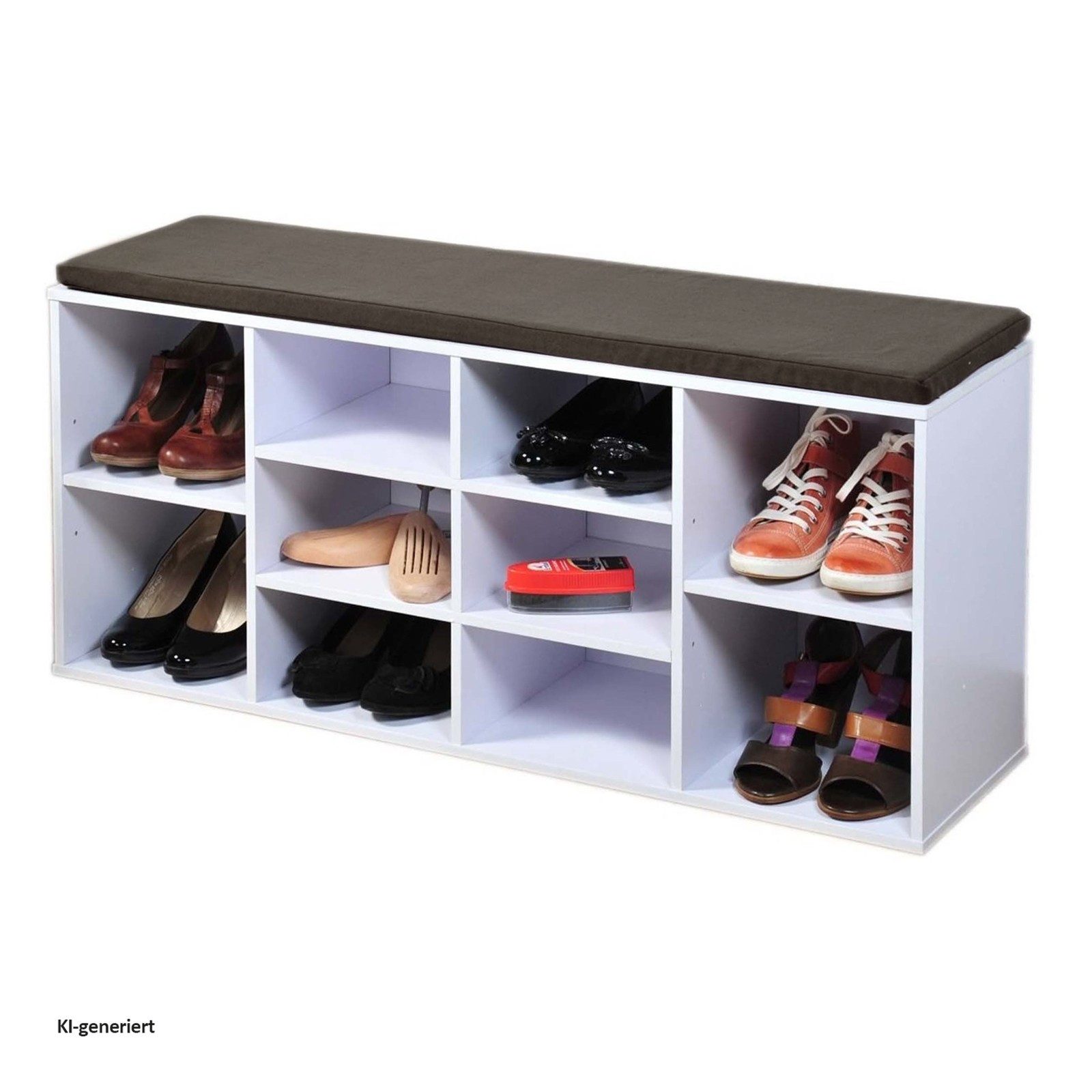 HTI-Living Schuhregal Garderobenbank mit 10 Fächern inkl. Sitzkissen, Stück 1-tlg., Schuhregal Sitzbank