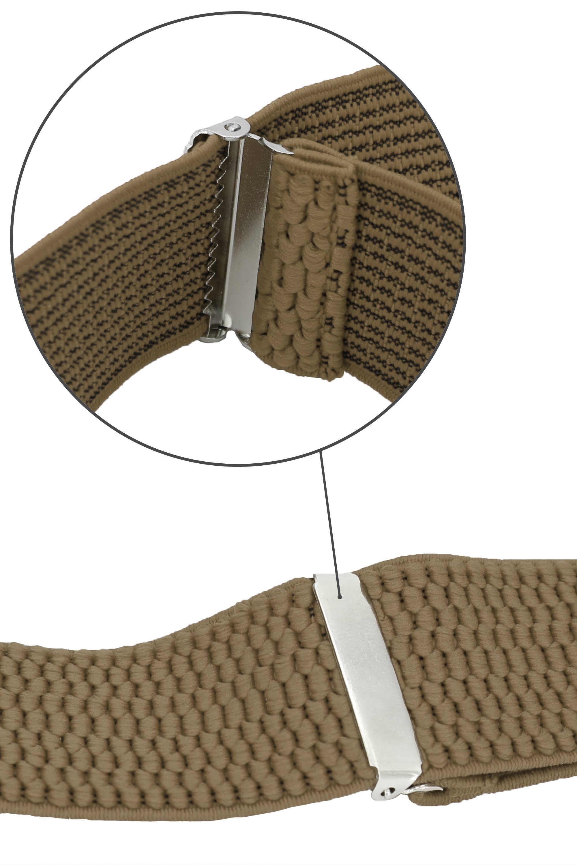 Fabio Farini Hosenträger mit passender Fliege als Set 4cm Y-Form für Herren Pack Beige 4cm Hosenträger - Unifarben Fliege – Bild 4 von 5