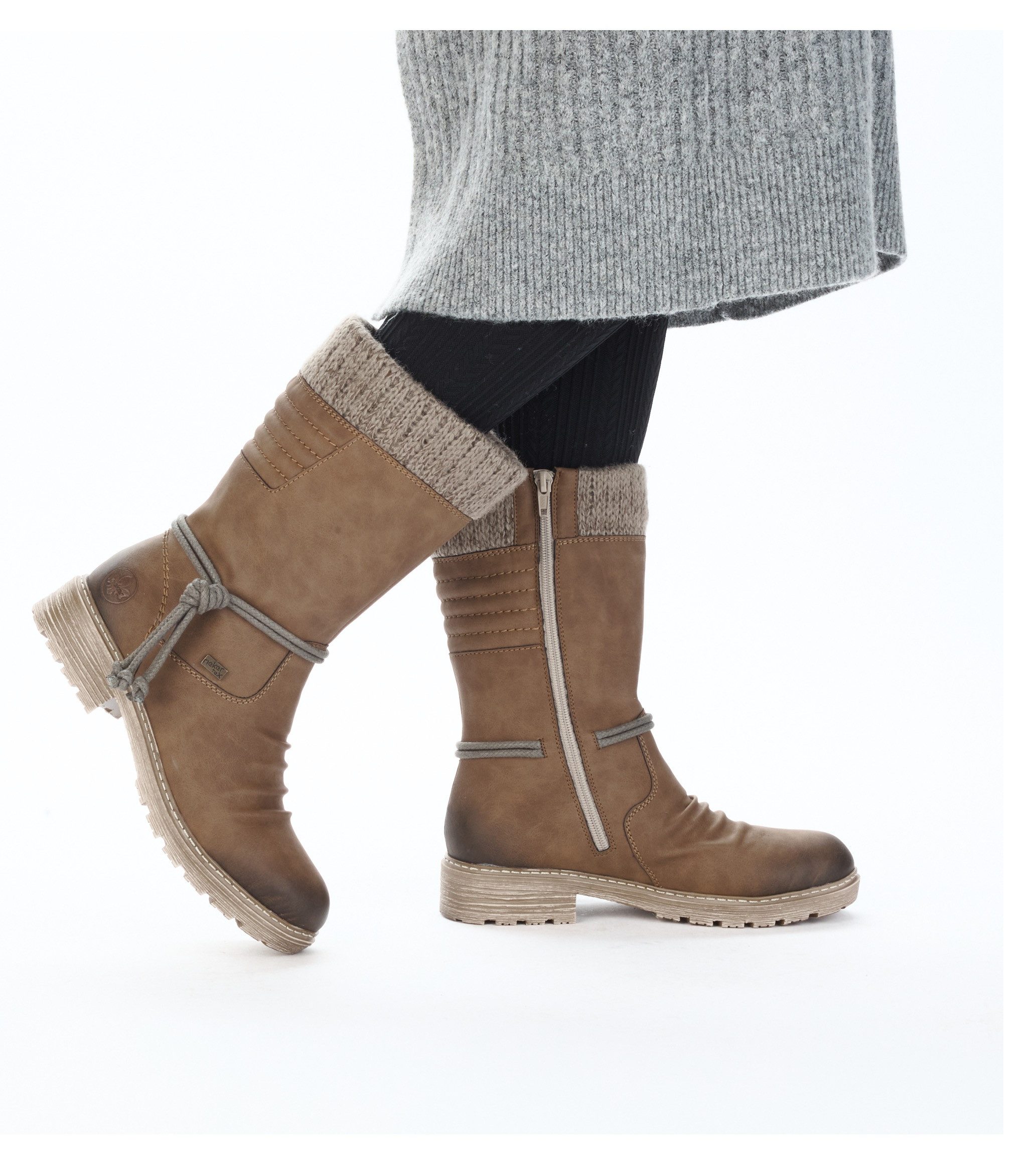 Rieker Winterstiefel Winterboots, Blockabsatz, TEX-Membran, mit gestricktem Schaftrand