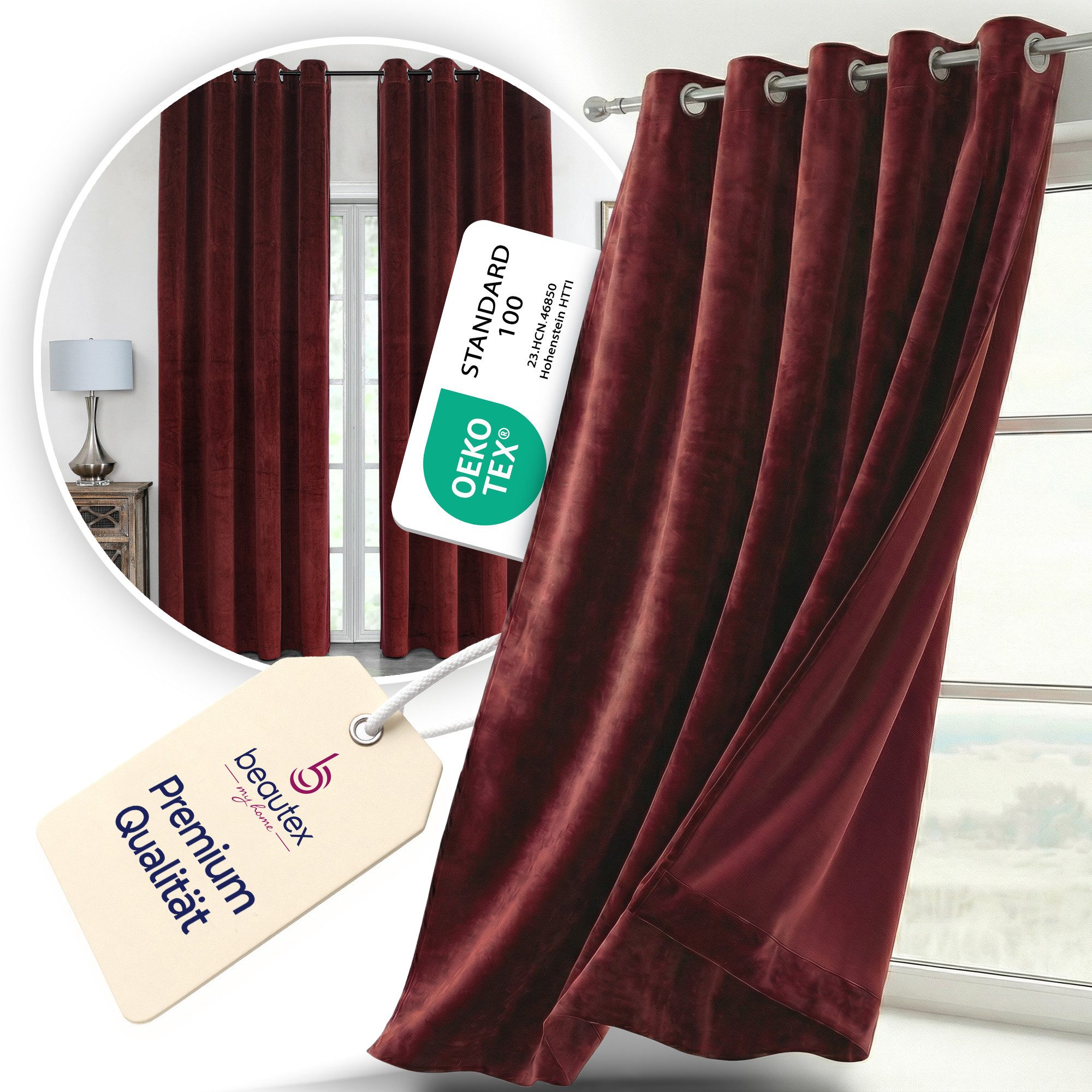Beautex Verdunkelungsvorhang Samt Vorhang Ösen Gardine Velvet blickdicht abdunkelnd (1 St), Ösen, abdunkelnd
