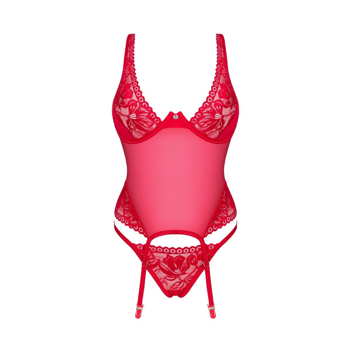Obsessive Corsage OB Lacelove thong corset - (ML,XSS,XXL) & red