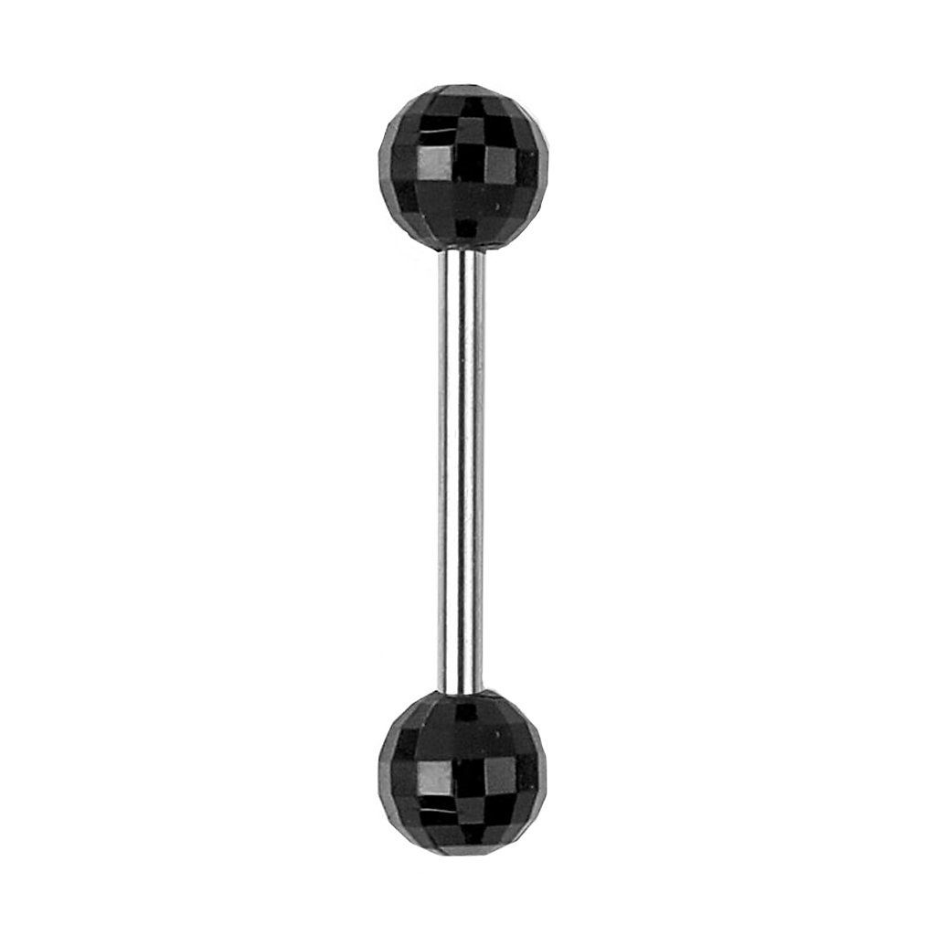 Taffstyle Piercing-Set Zungenpiercing Intim Brust Ohr Kugel 16mm Disco, Piercingfaktor Barbell Hantel Stecker Oral Tragus Helix Ohrpiercing Schwarz