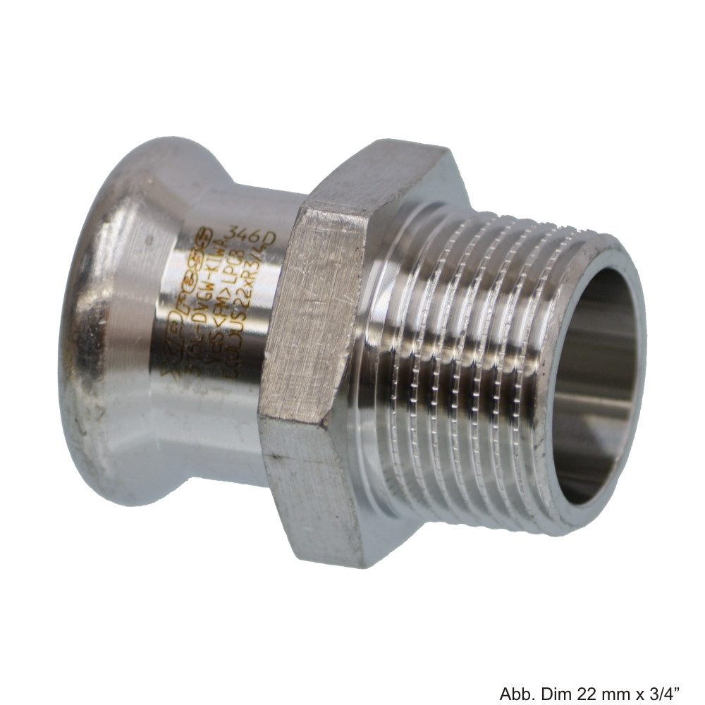 VSH Wasserrohr VSH XPress Edelstahl R2705, Übergangsnippel I/AG, 54 x 1 1/2 mm