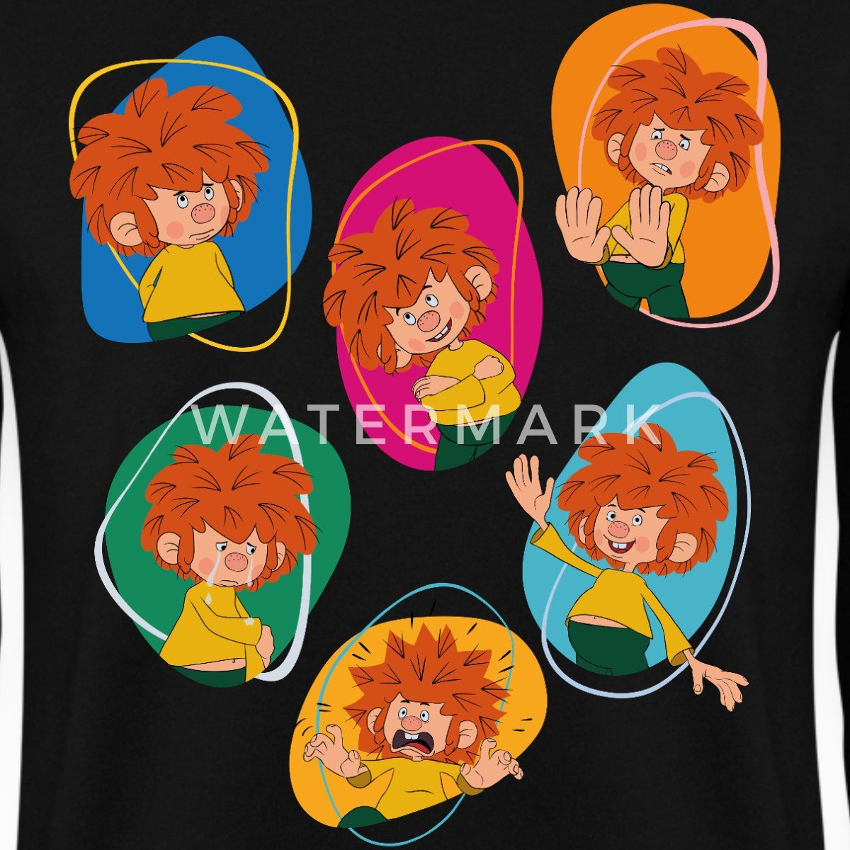Spreadshirt Sweatshirt Pumuckl Zeigt Verschiedene Emotionen Unisex Pullover (1-tlg)