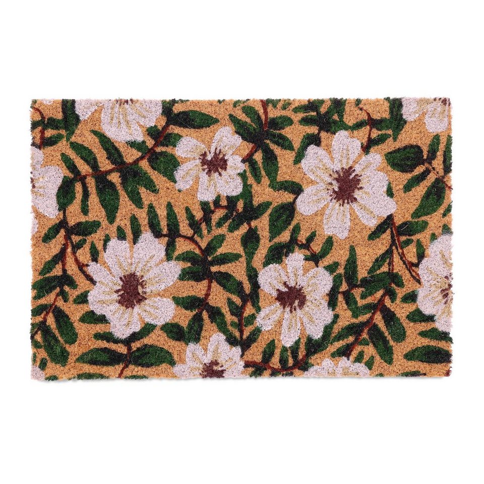 Fußmatte Kokos Fußmatte mit Blumen, relaxdays, Höhe: 20 mm