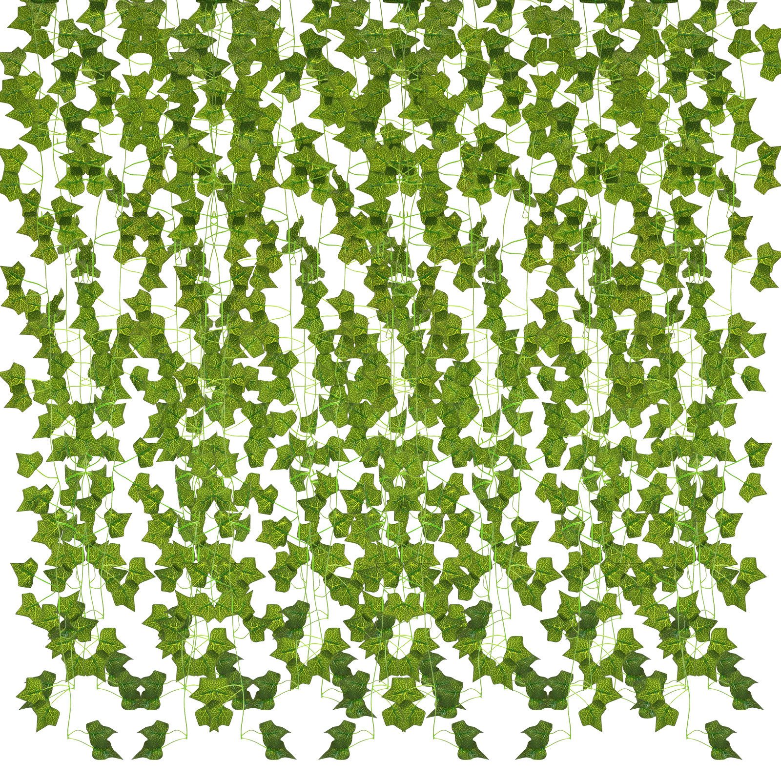 Künstliche Zimmerpflanze 12 Stück Künstliche Efeu Girlande, Grüne Blätter Hängepflanzen Künstliche Efeu Girlande, BlingBin, Höhe 210 cm, Künstliche Efeu Girlande Wanddekoration