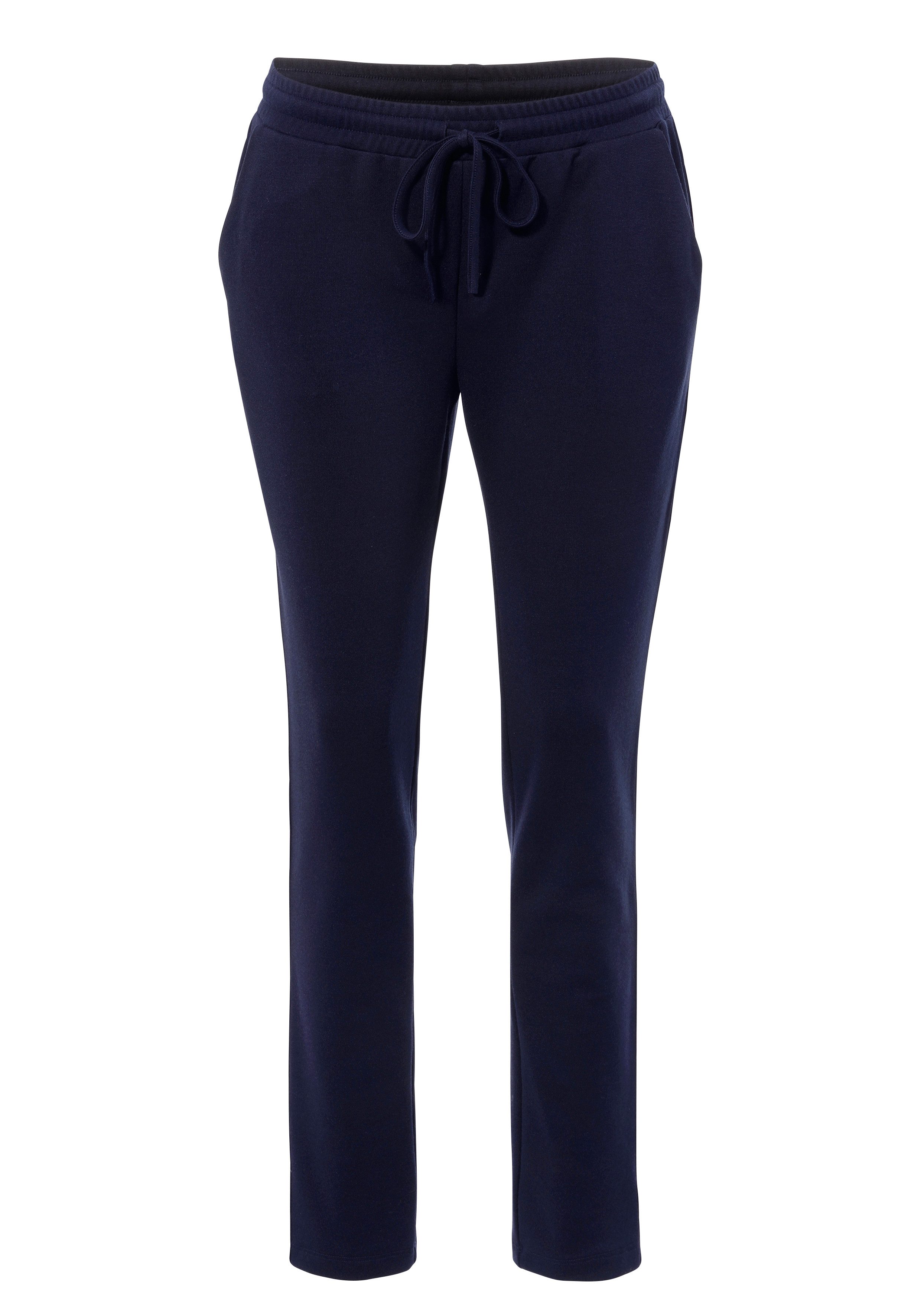 Aniston CASUAL pull-on trousers with pink tape on the side seams