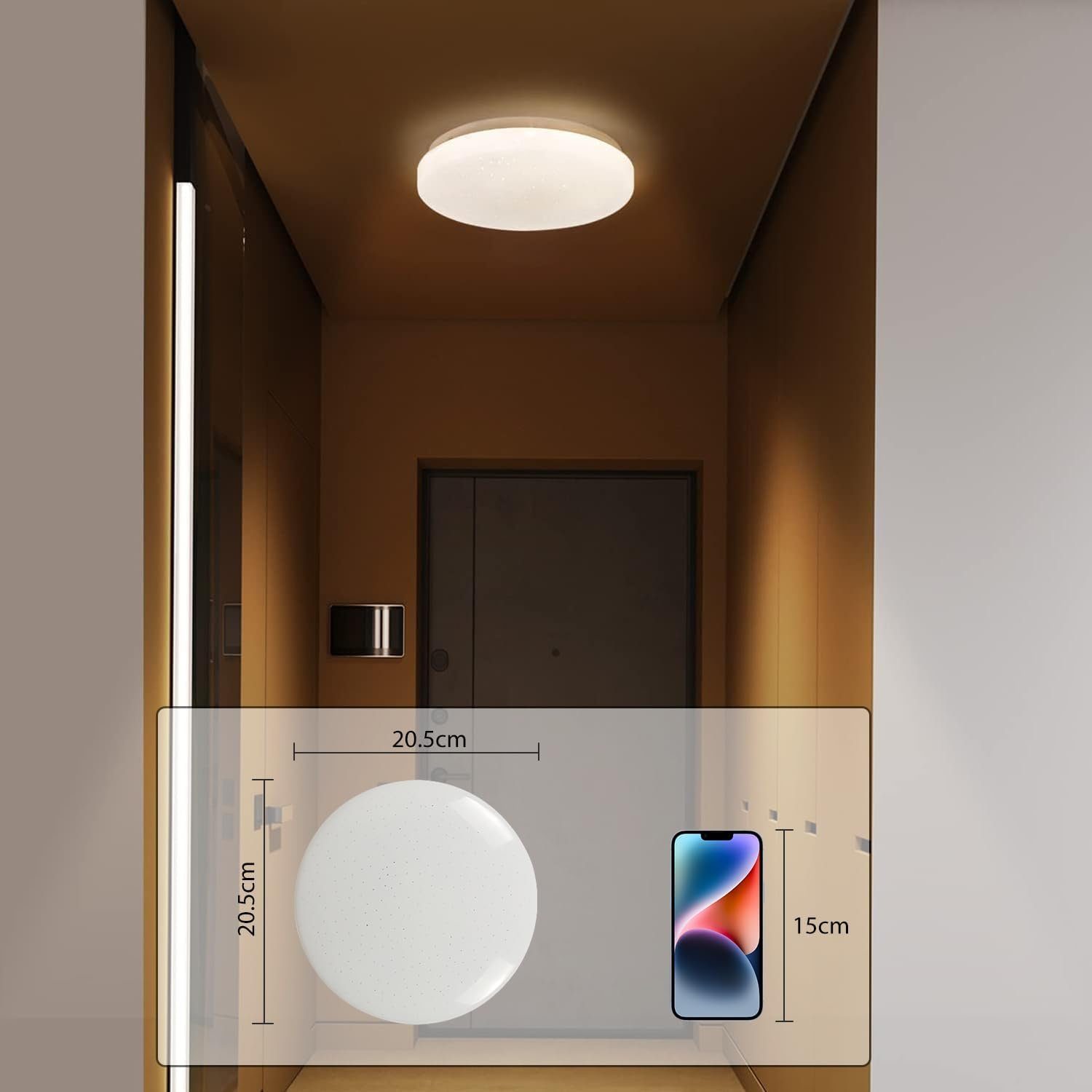 Nettlife LED Deckenleuchte Sternenhimmel Kinderzimmer 15W Ø21cm 3000K/4000K Weiß Deckenlampe, LED fest integriert, für Büro Flur Treppenhaus Esszimmer Schlafzim – Bild 4 von 5