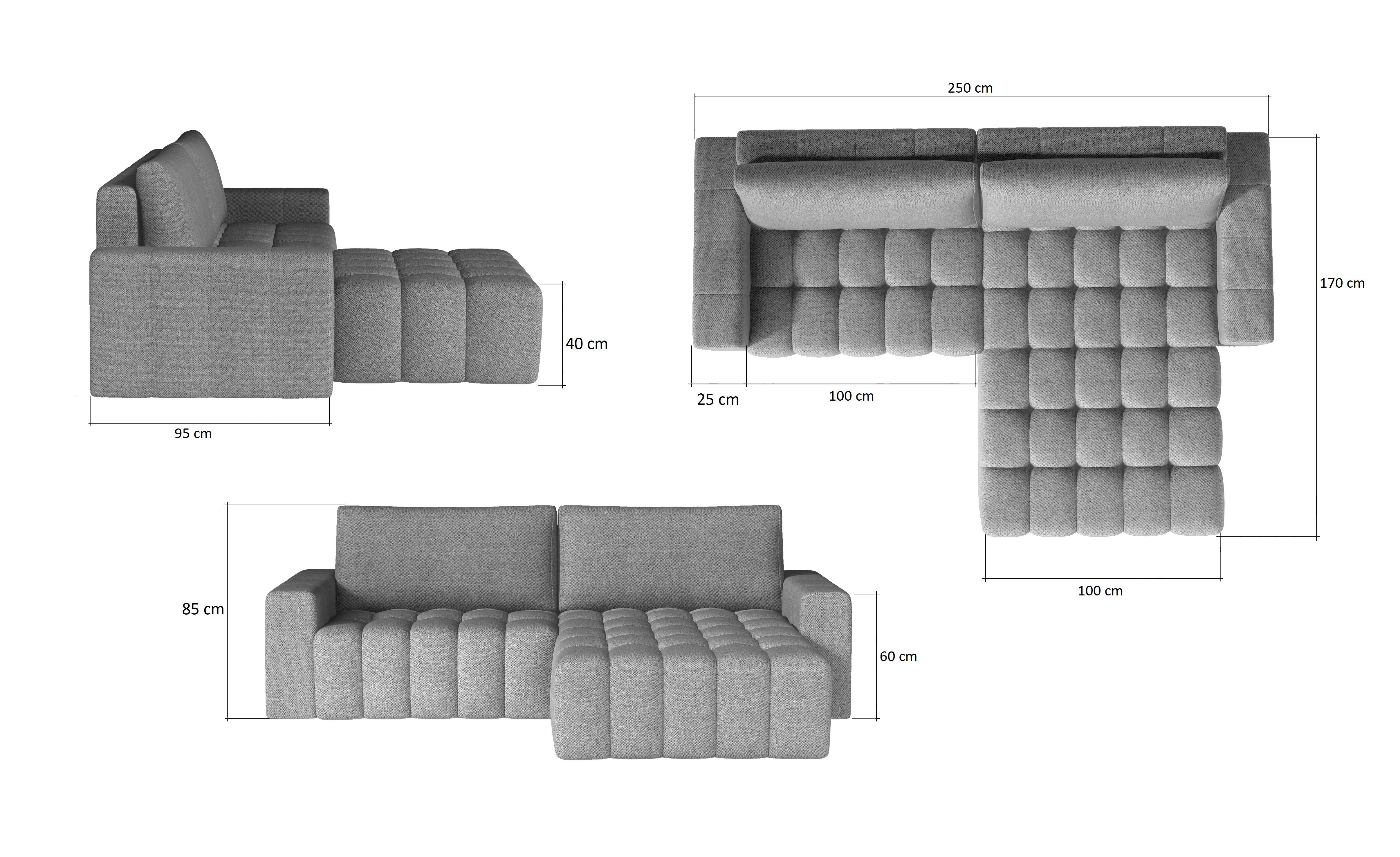 Bonett 37 Schlaffunktion und yourhouse24 Monolith Ecksofa Bettkasten mit