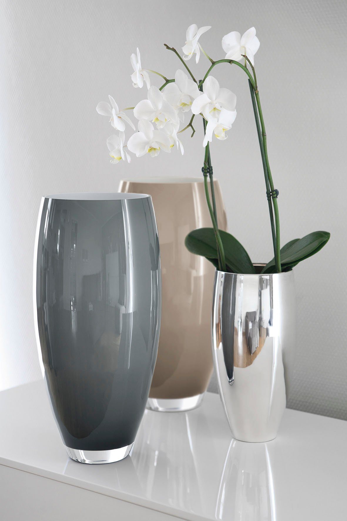 greige, mundgeblasen, AFRICA Opalglas, Fink Vase (1 aus Dekovase Tischvase opal St),
