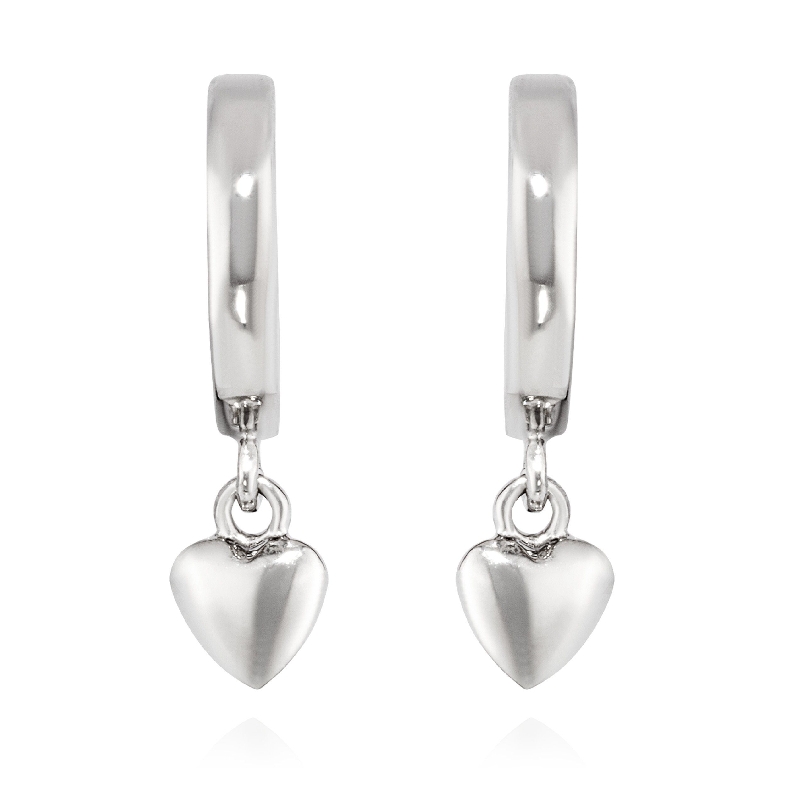 NKlaus Klappcreolen Paar Herz Klappcreolen 925 Silber hochglanz 11mm Damen hängende Creole