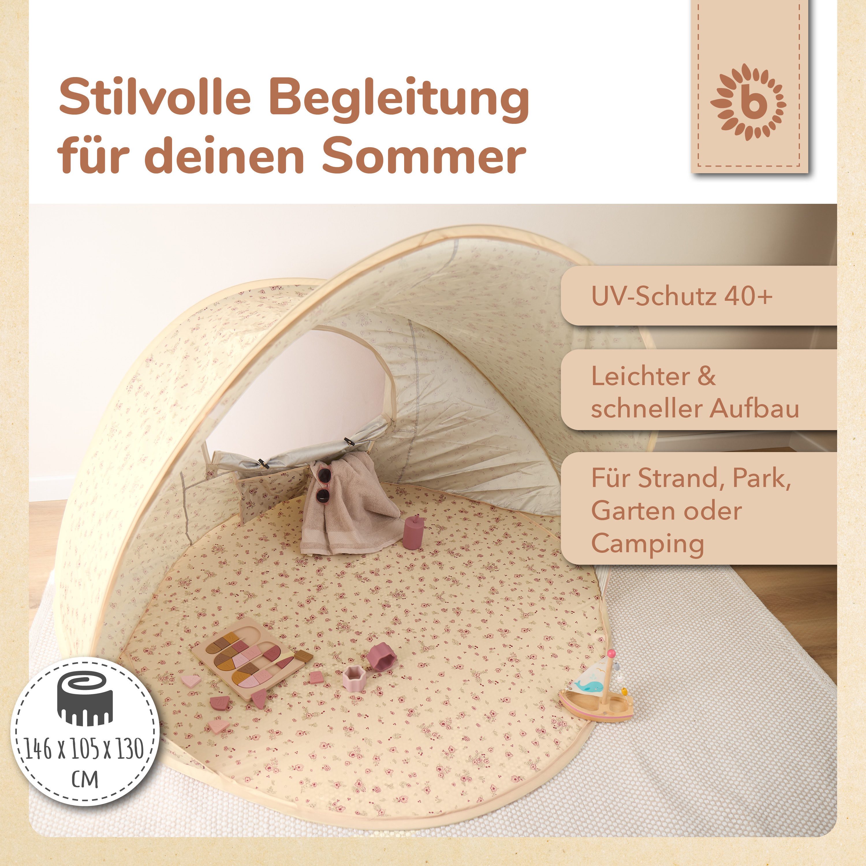 BIECO Spielzelt Bieco Ella Pop-up Strandmuschel Vintage Flowers