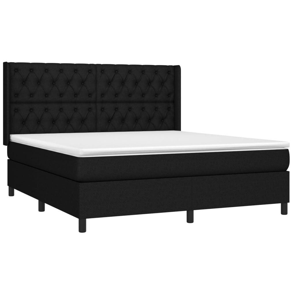 Bett Boxspringbett mit Matratze Schwarz 160x200 cm Stoff