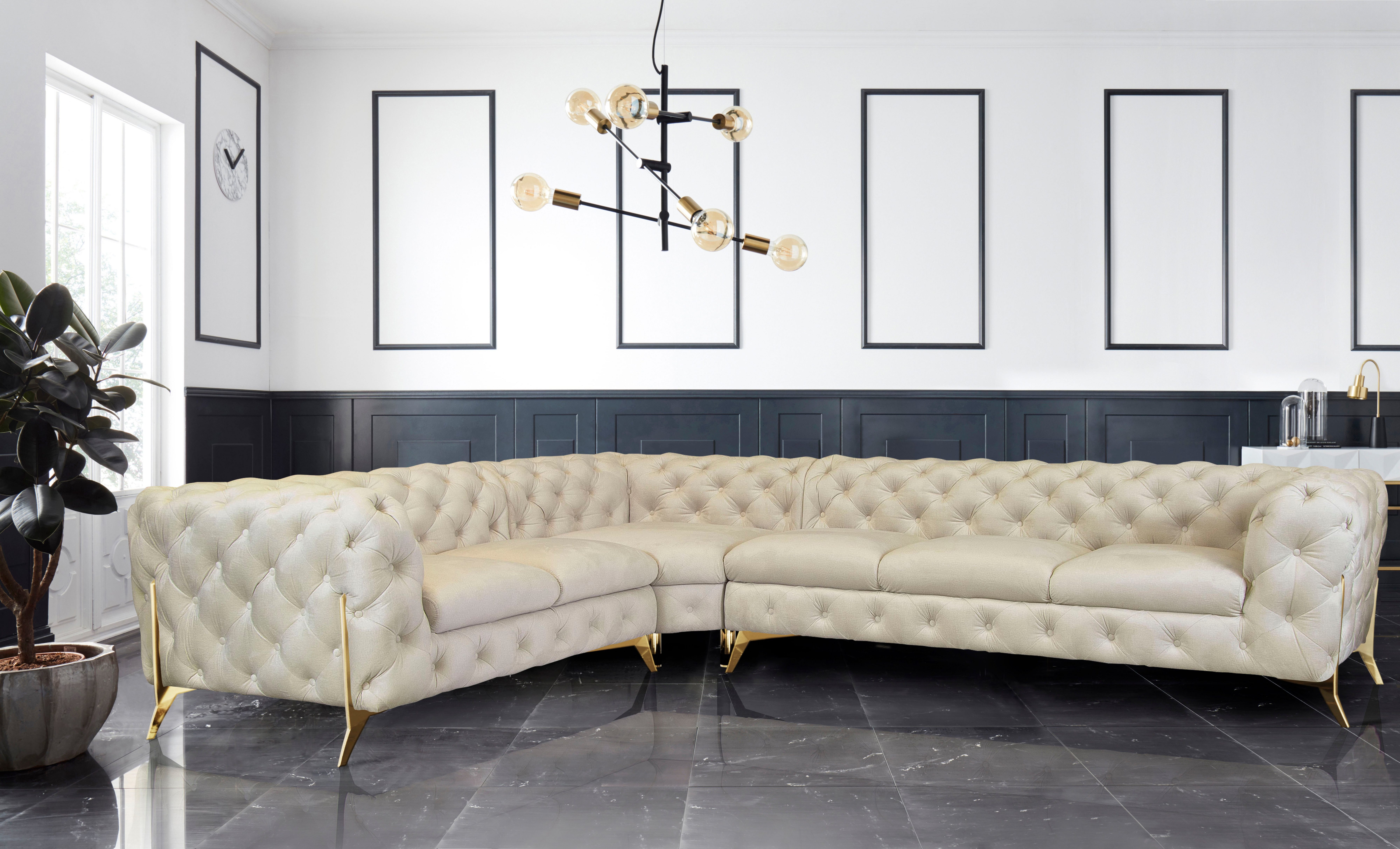Leonique Chesterfield-Sofa Amaury L-Form, großes Ecksofa, günstig online kaufen