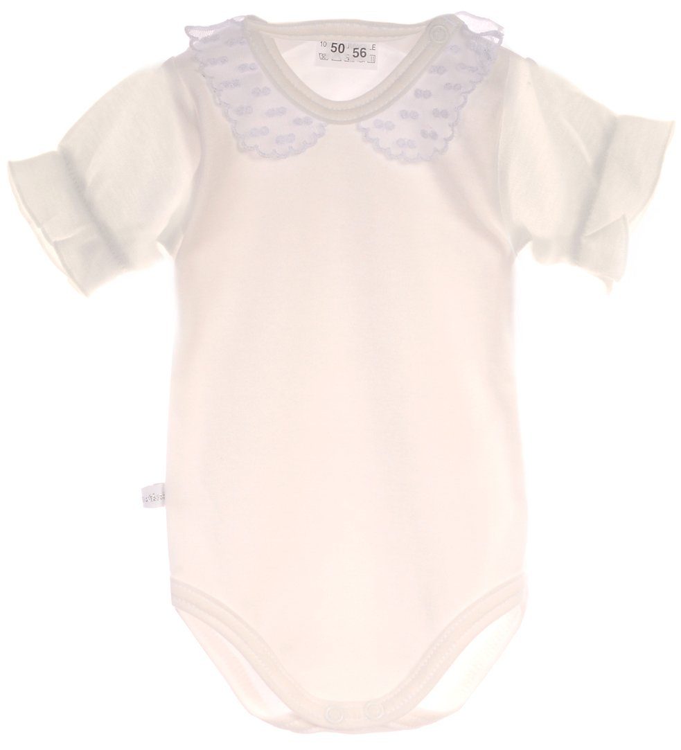 Body Baby Kurzarmbody mit festlichem Kragen in Creme