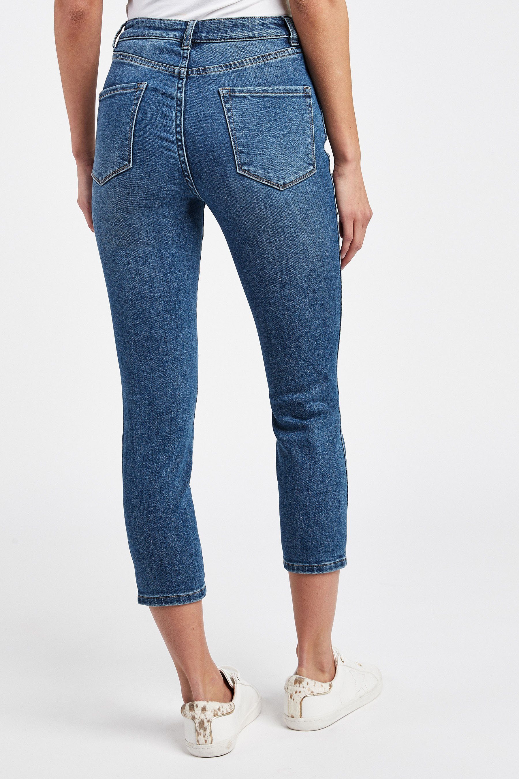 Cropped Denim Next Mid (1-tlg) Skinny-Jeans Caprijeans Blue