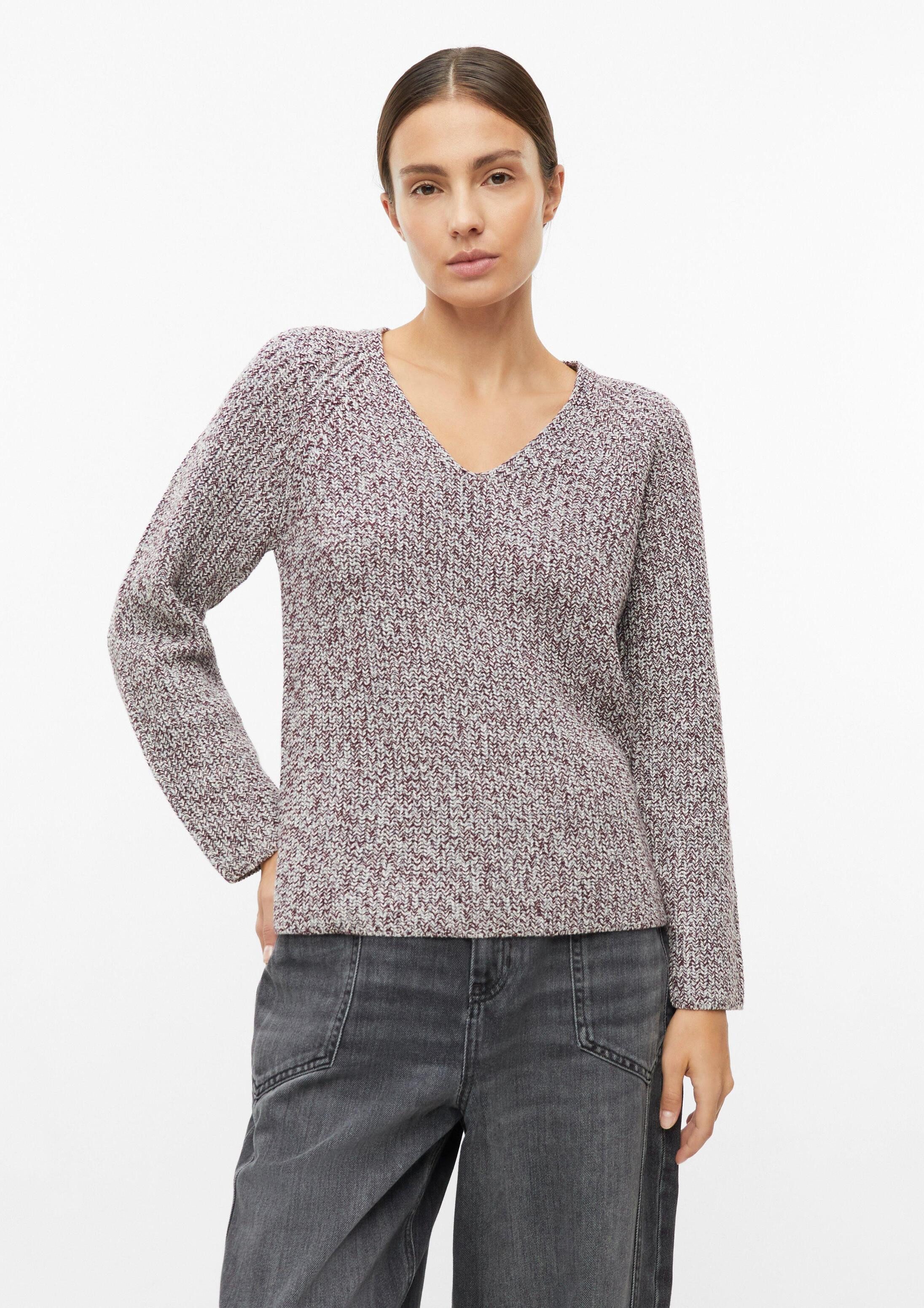 s.Oliver Longpullover Strickpullover Melierter Strickpullover mit V-Ausschnitt