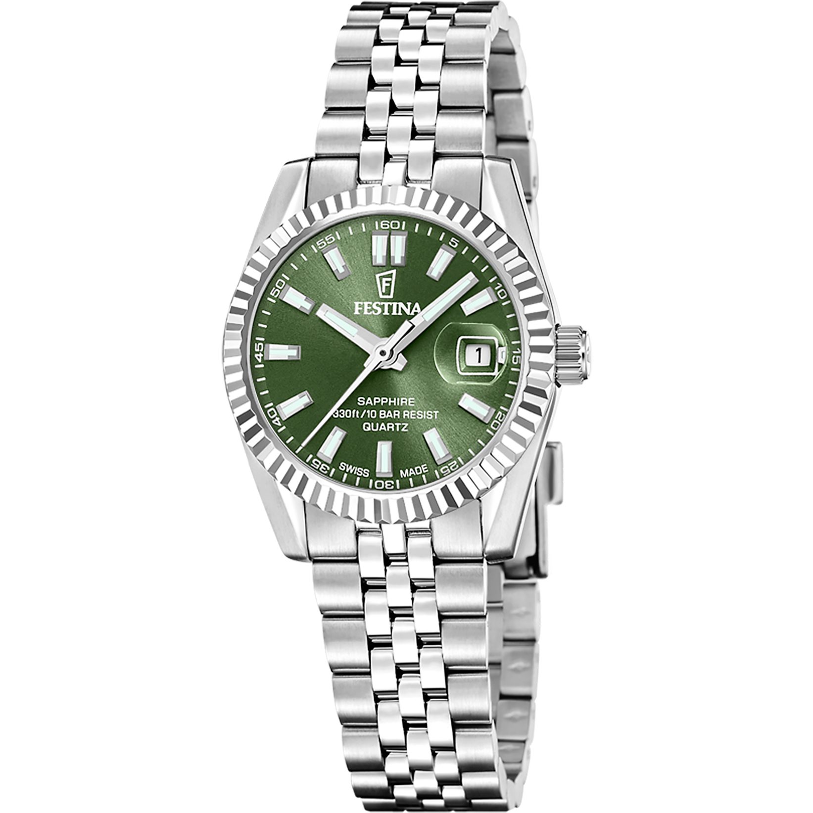 Festina Quarzuhr Classic Steel F20087_5, Armbanduhr, Damenuhr, Swiss Made, Edelstahlarmband, analog, Tag