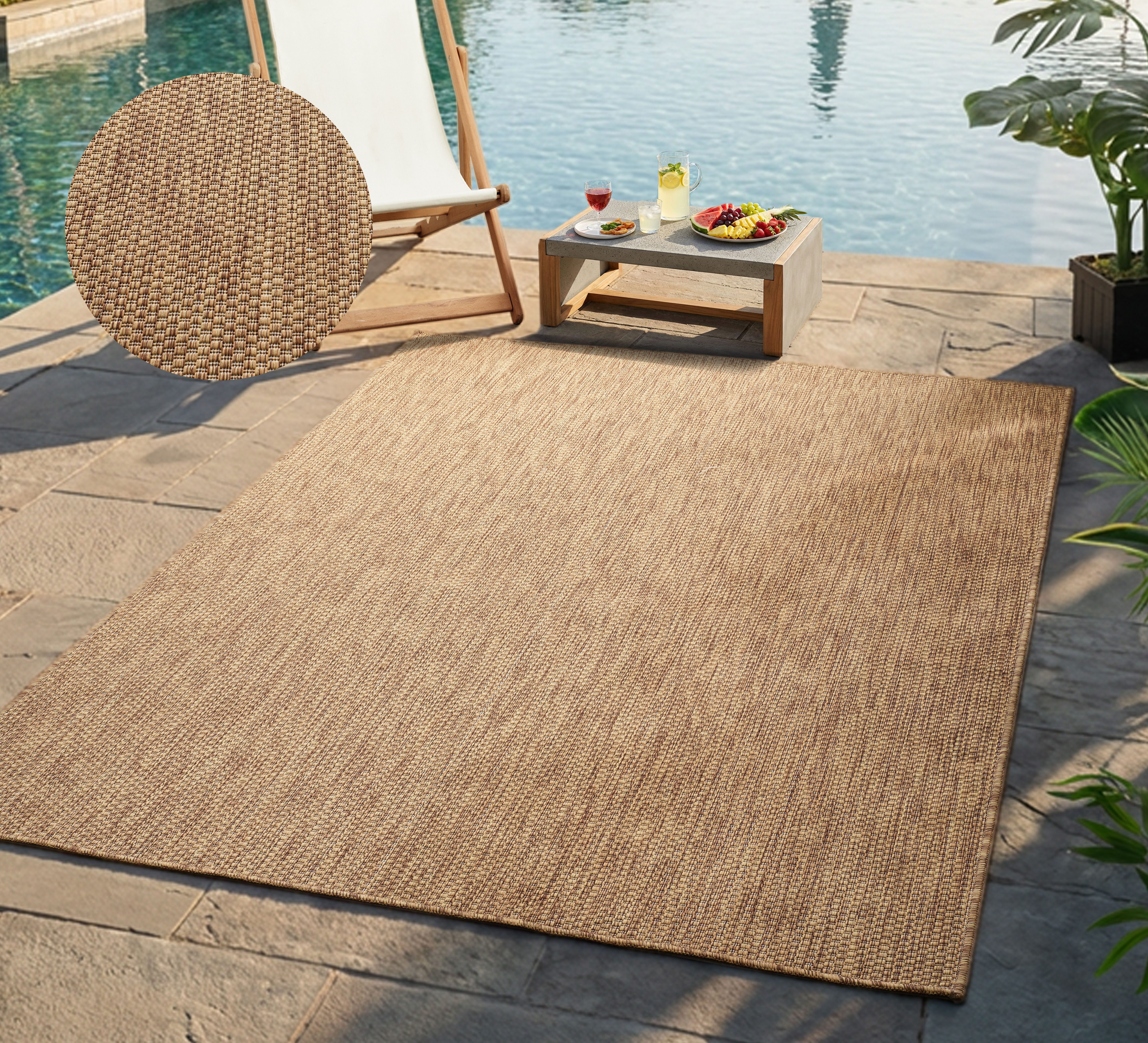 Bruno Banani Teppich Venezia, auch als Läufer, rechteckig, Höhe: 4 mm, In- und Outdoor geeignet, Sisal-Optik, Wetterfest & UV-beständig
