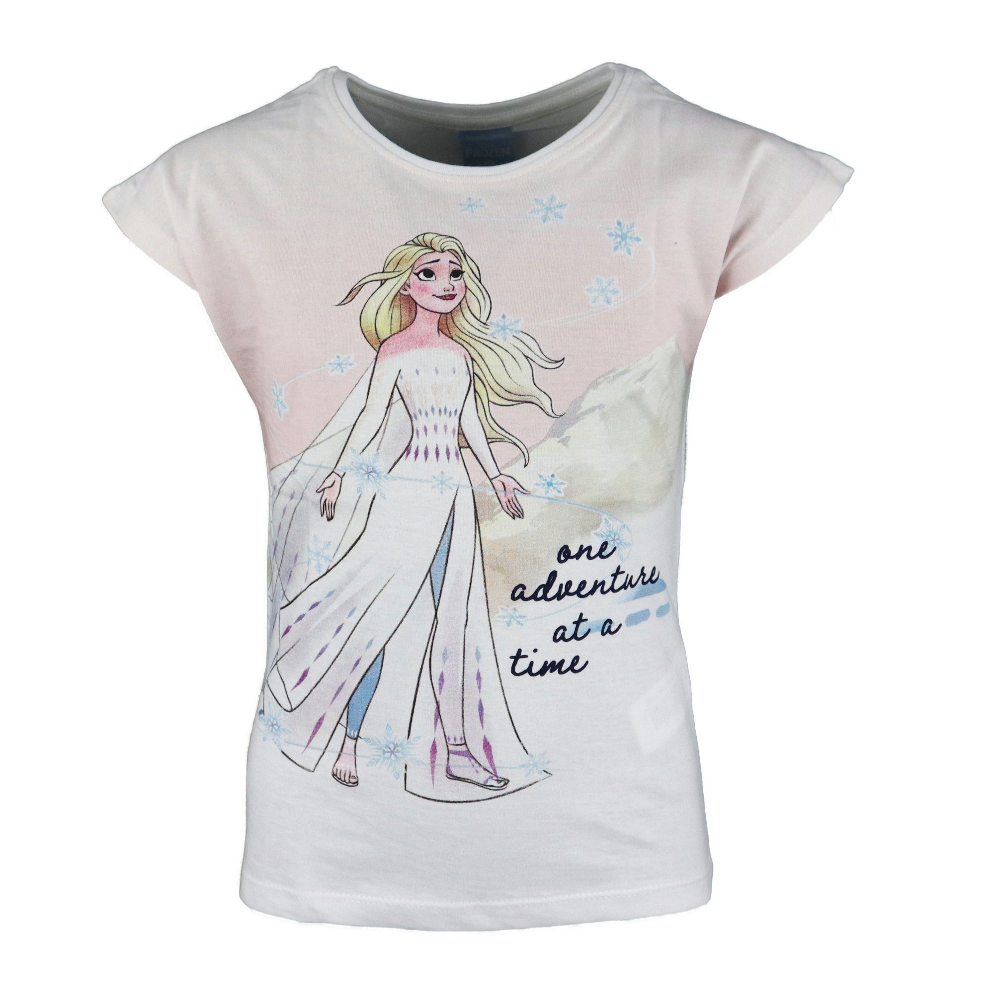 Kinder Kids (Gr. 92 -146) Disney Frozen T-Shirt Die Eiskönigin Elsa Mädchen Kinder Shirt Gr. 104 bis 134, 100% baumwolle, Weiß