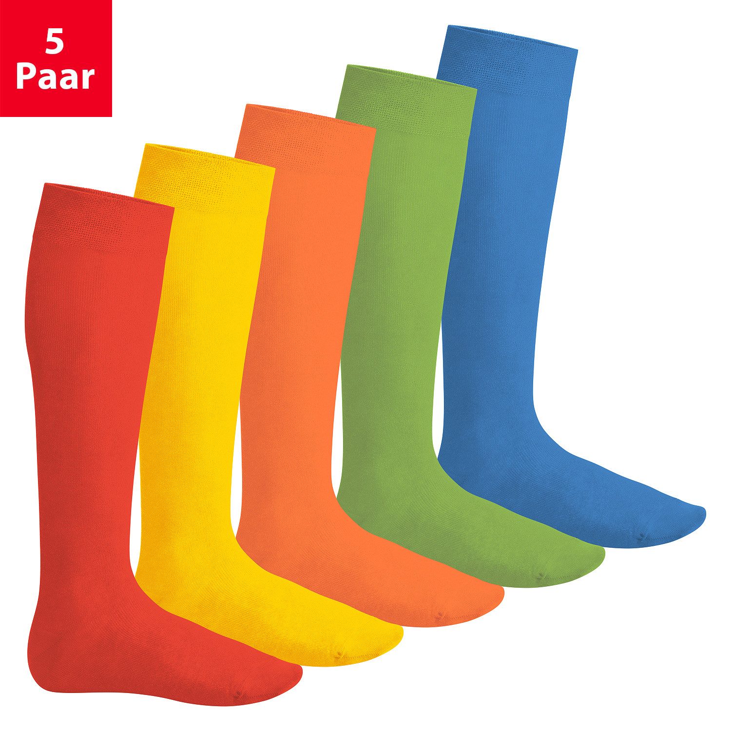 Footstar Langsocken EVERYDAY! 5 PAAR Damen & Herren Kniestrümpfe Lange Socken kniehoch