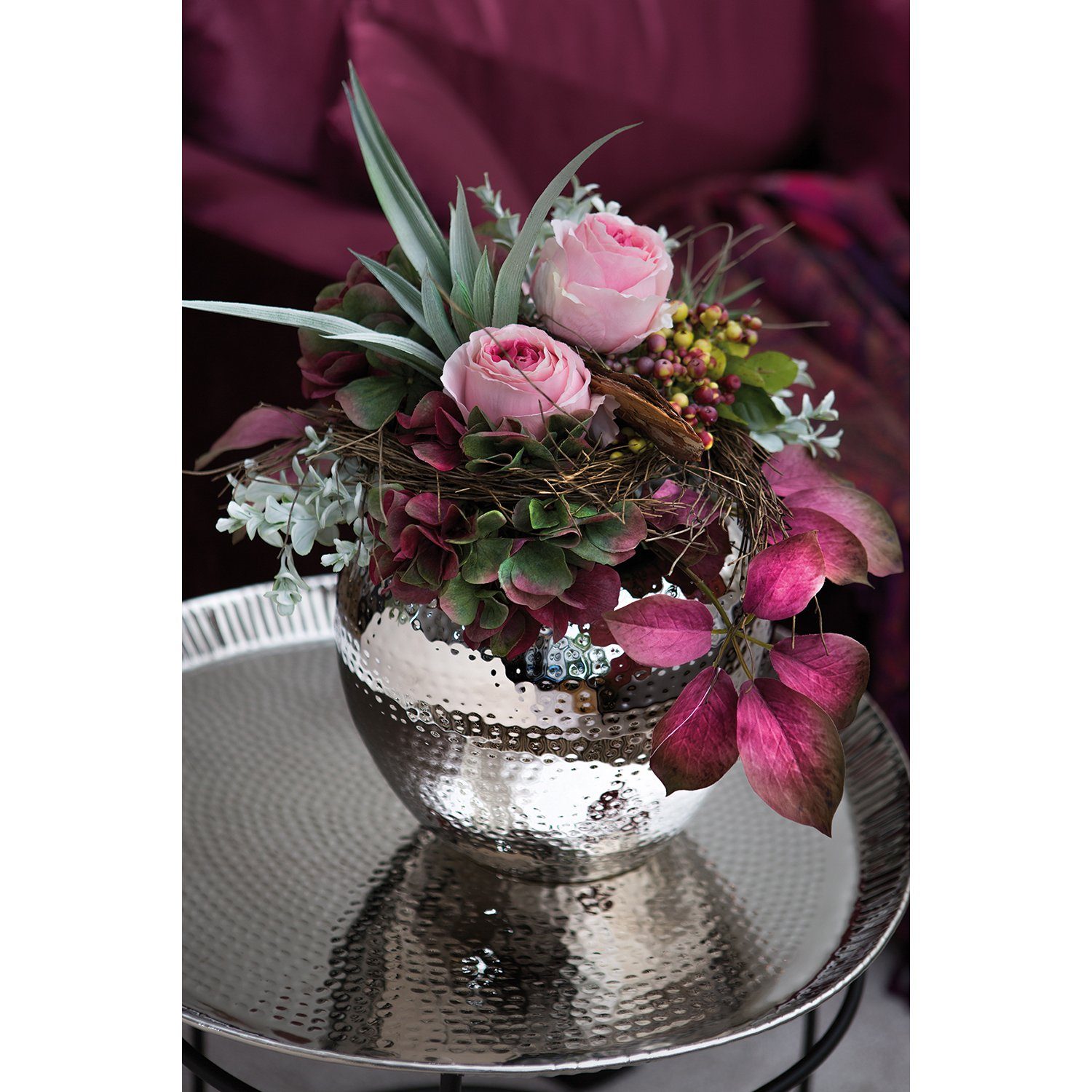 Fink Dekovase LOSONE Vase - H.25cm - Eisen/vernickelt - silberfarben (1x Vase, 1 St., Amphore - Grfäß), Elegante Dekovase - Blumenvase & Ziervase für stilvolle Akzente
