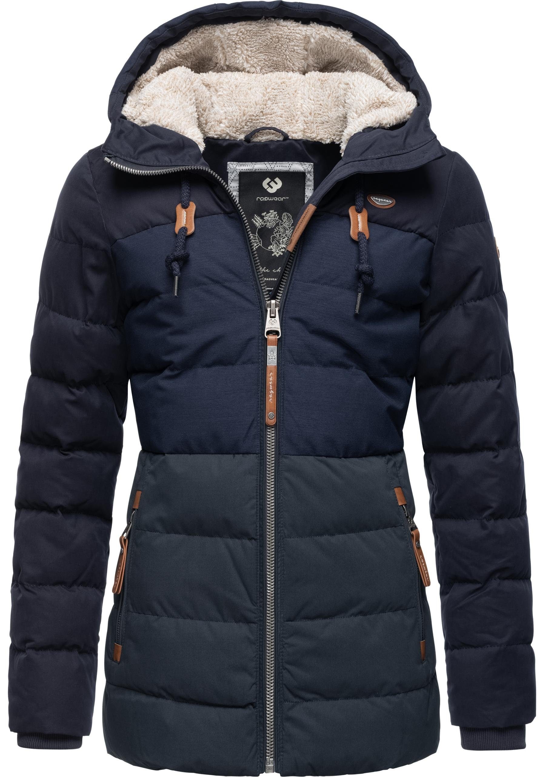 Ragwear Winterjacke Quantic stylische Steppjacke mit Teddyfell-Kapuze
