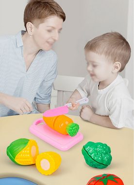 CoolBlauza Spiellebensmittel Zubehör für die Spielküche, Zubehör für die Kinderküche, (35-tlg., Obst und Gemüse Schneidespielzeug), für Kinder ab 3 Jahren