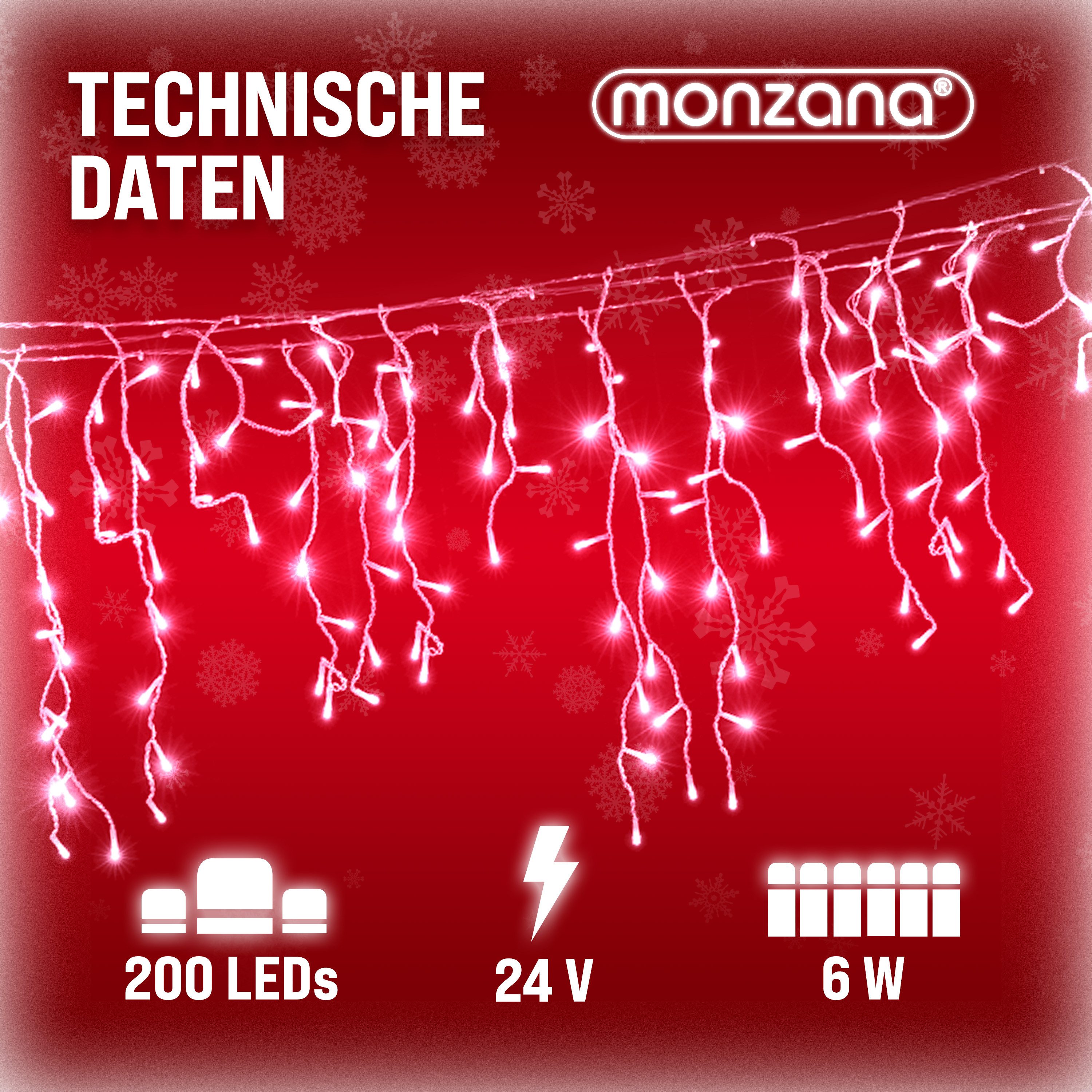 monzana Lichterkette, Lichterkette 200 LED Stromsparend IP44 Regenlichterkette
