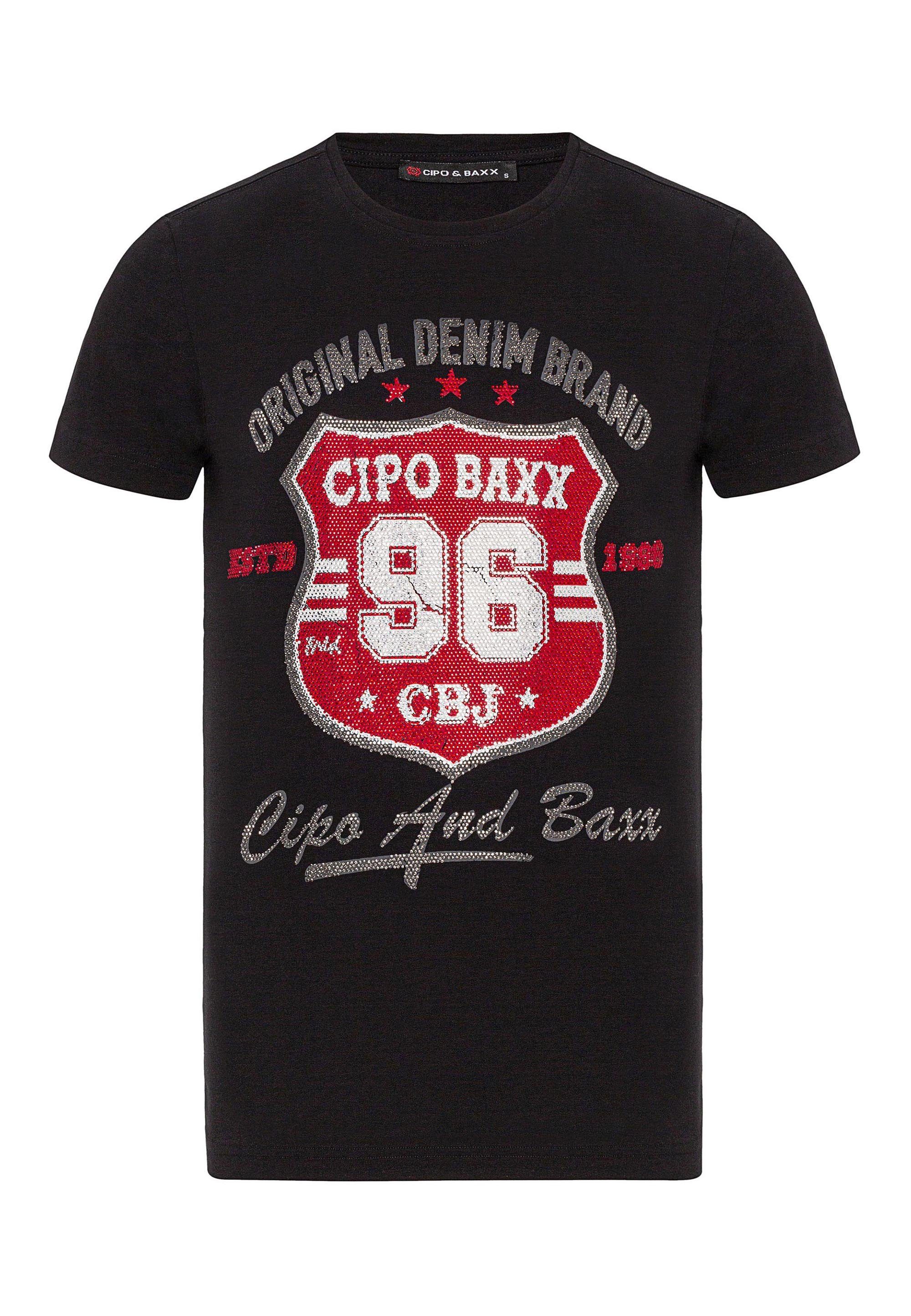 Cipo & Baxx mit coolem T-Shirt Frontprint schwarz