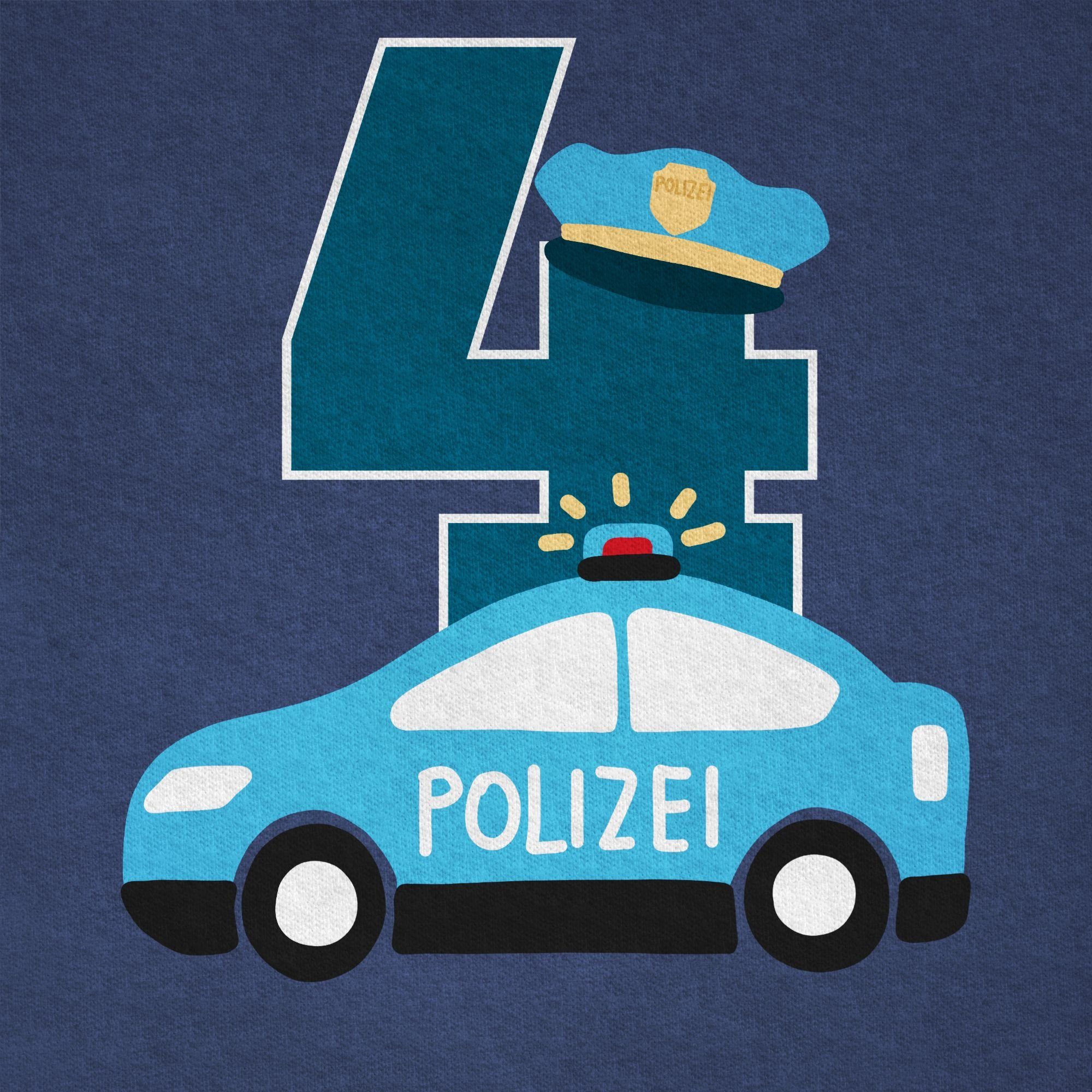 T-Shirt Polizei Dunkelblau Geburtstag 4. Vierter Meliert Shirtracer 2