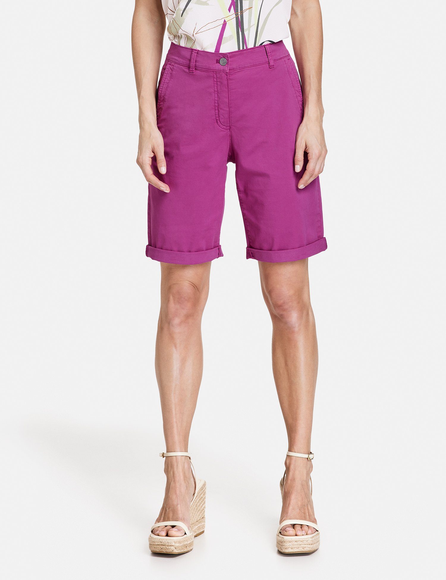 GERRY WEBER 7/8-Hose Shorts mit gekrempeltem Saum Orchid | Stretchhosen